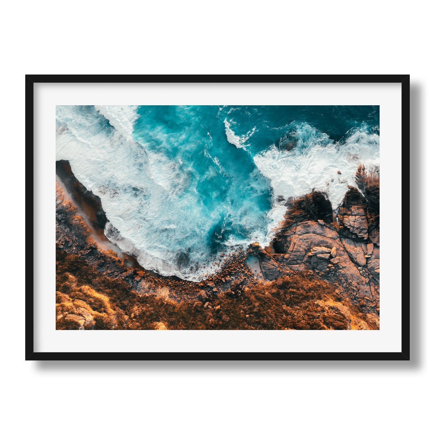 Ocean Waves Crashing Into Rocks | Premium Framed Print - Peter Yan Studio