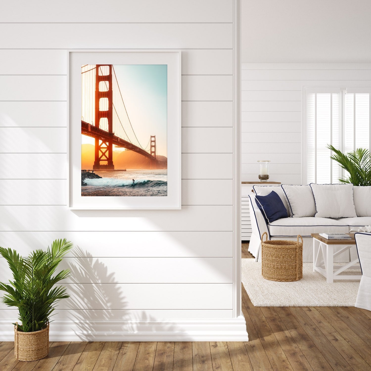 Surfing Under The Golden Gate | Premium Framed Print - Peter Yan Studio