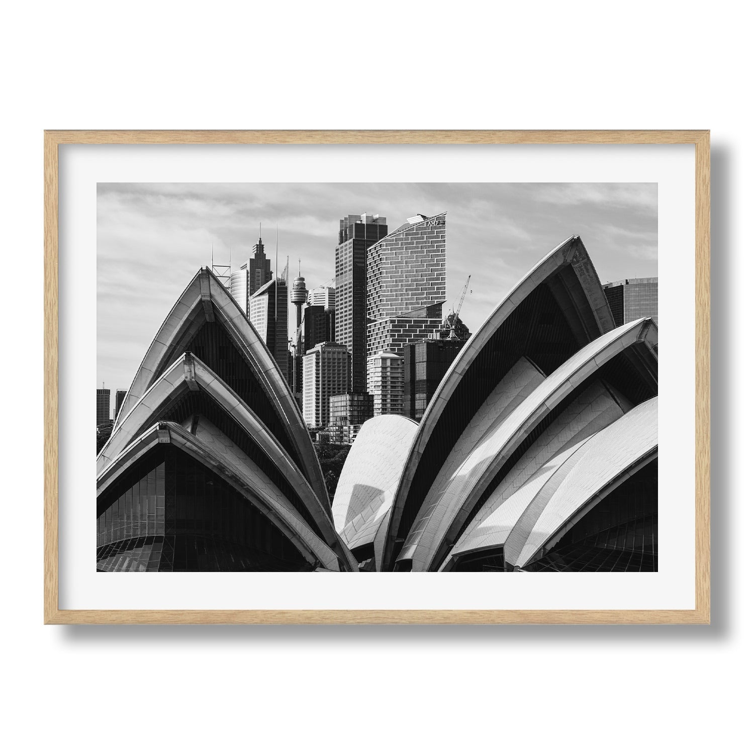 Sydney Behind Opera House Black & White - Peter Yan Studio Framed Photo Print Wall Art