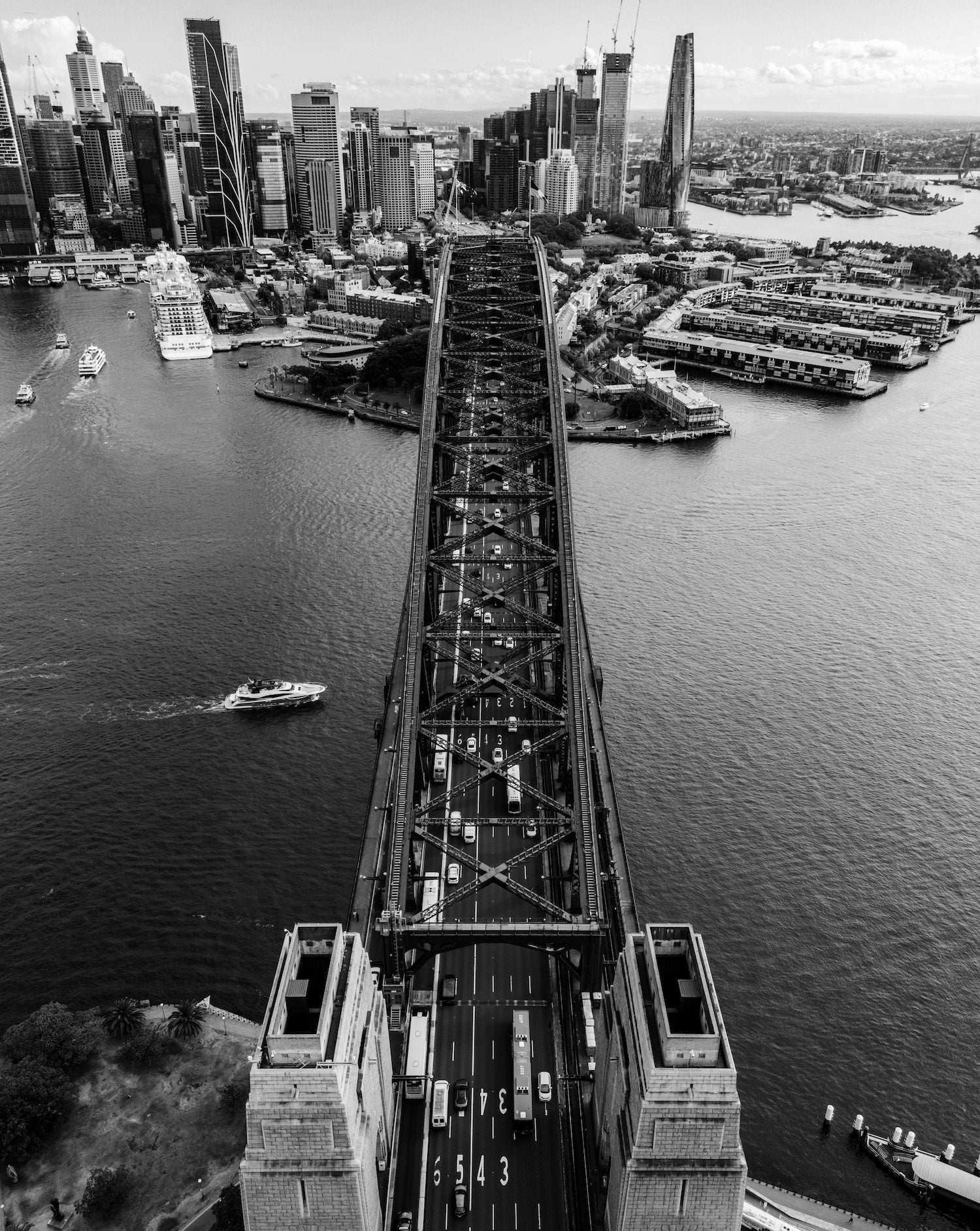 Sydney Harbour Bridge From Above Black & White - Peter Yan Studio