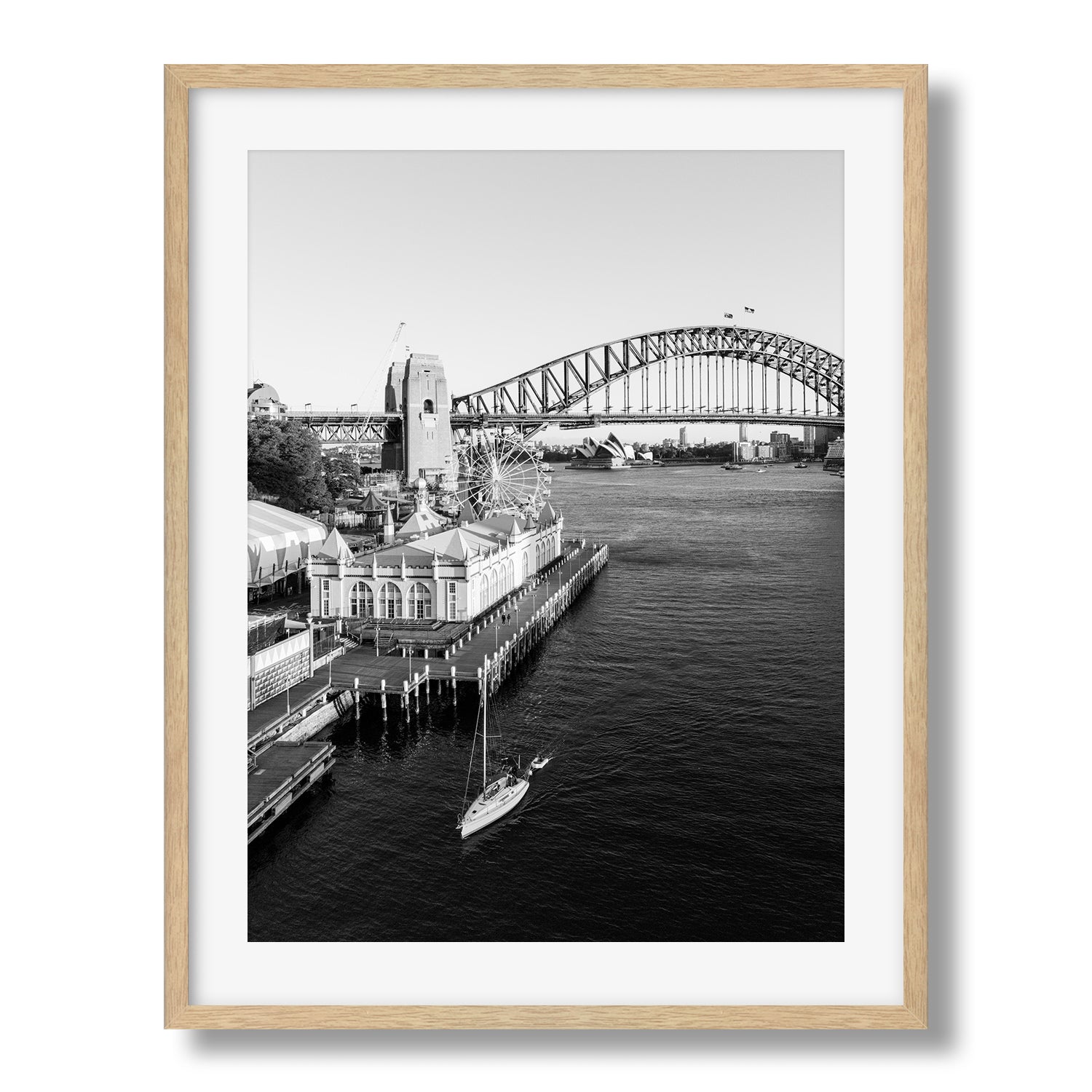Sydney Harbour From Luna Park Black & White - Peter Yan Studio Framed Photo Print Wall Art