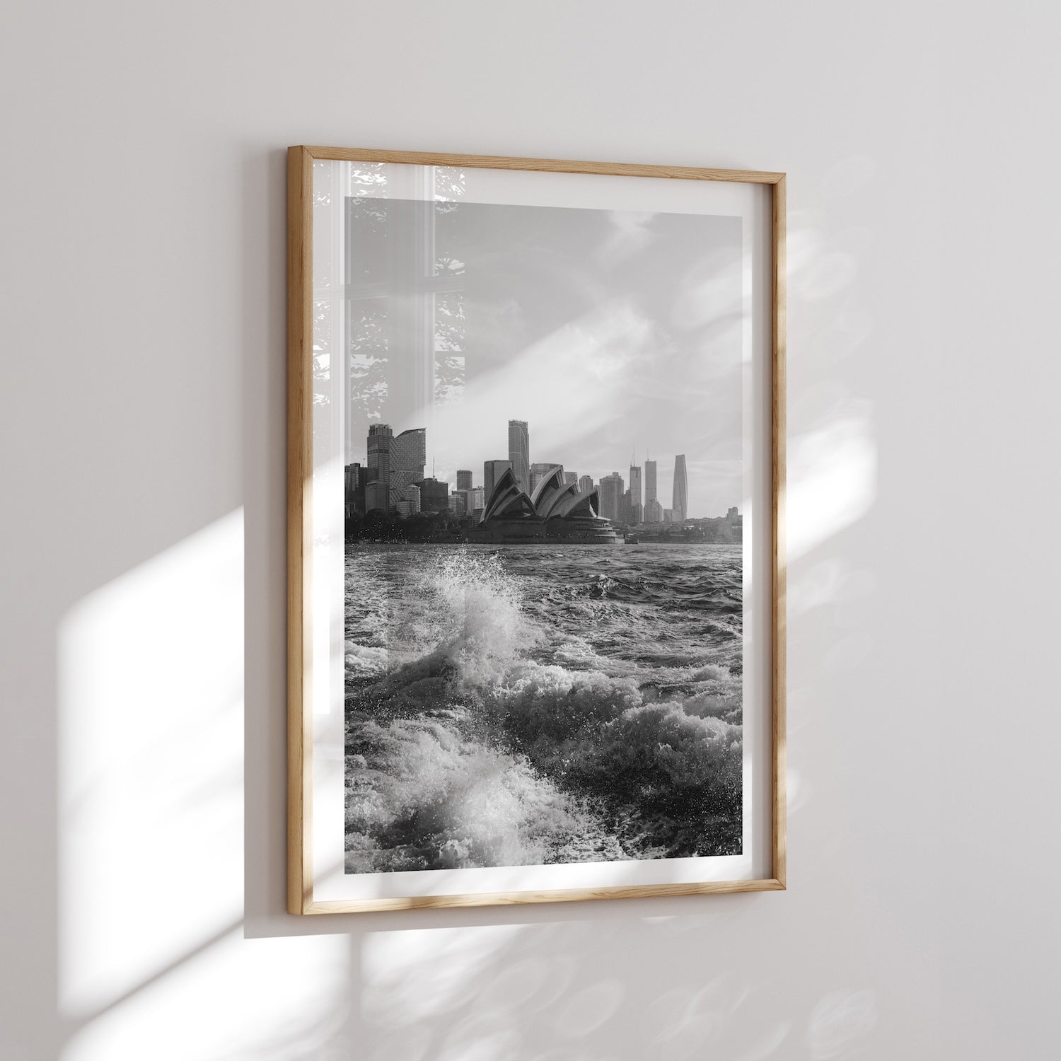Sydney Opera House Wave Splash Black & White - Peter Yan Studio Framed Photo Print Wall Art