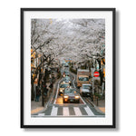 Tokyo Taxis Under The Cherry Blossoms Framed Print - City by Peter Yan Studio
