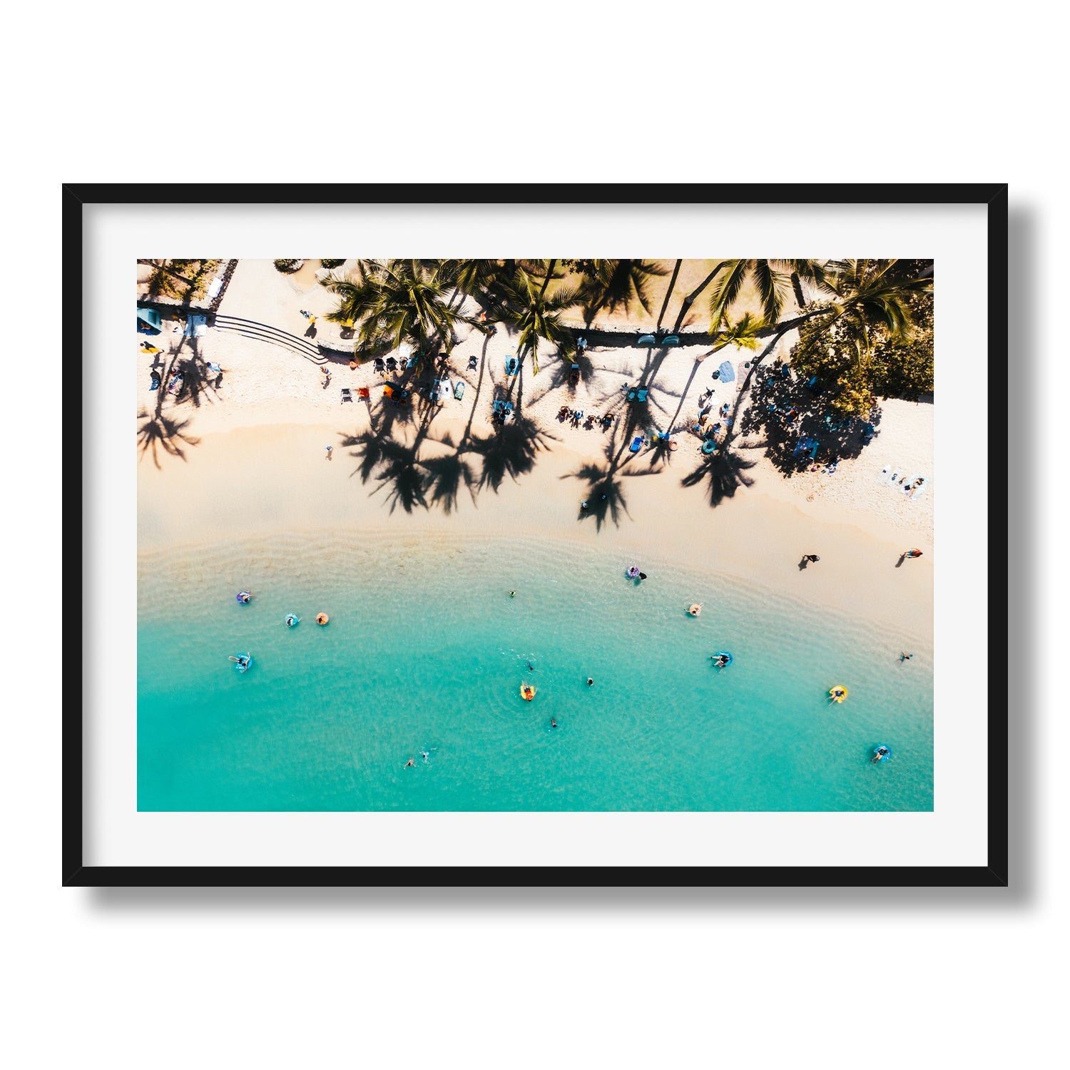 Waikiki Beach Palm Trees Framed Wall Art Hawaii Aerial Ocean Print