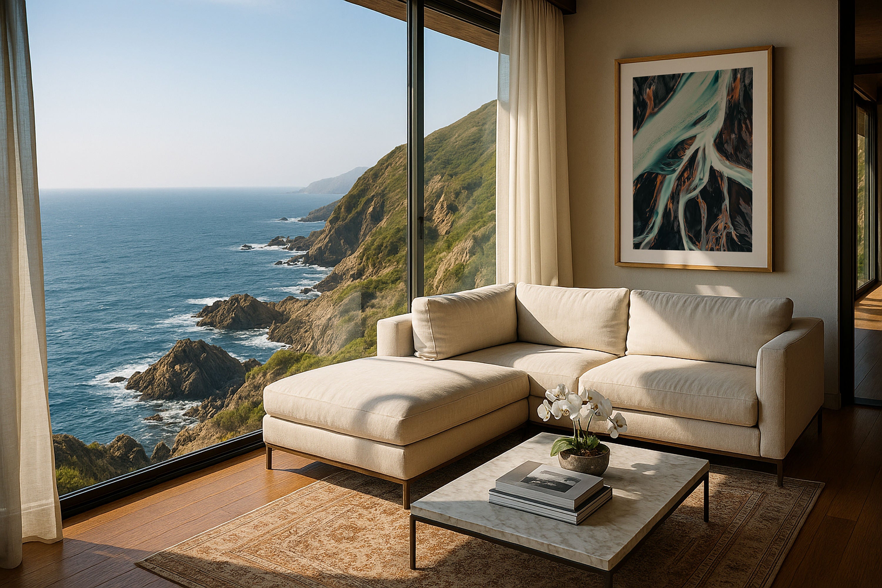 Above The Icelandic Rivers II Framed Print - Aerial by Peter Yan Studio