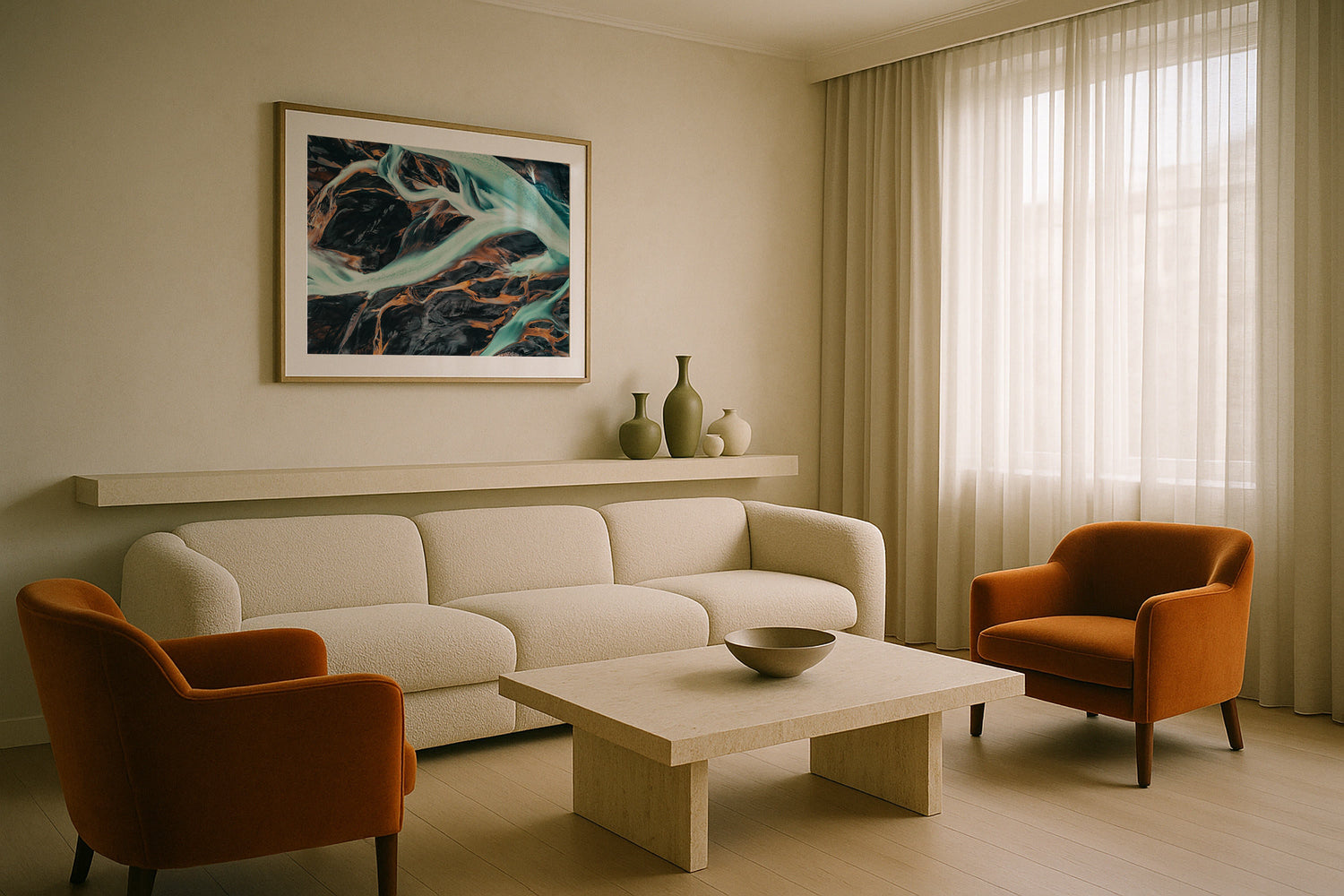 Above The Icelandic Rivers Framed Print - Aerial by Peter Yan Studio