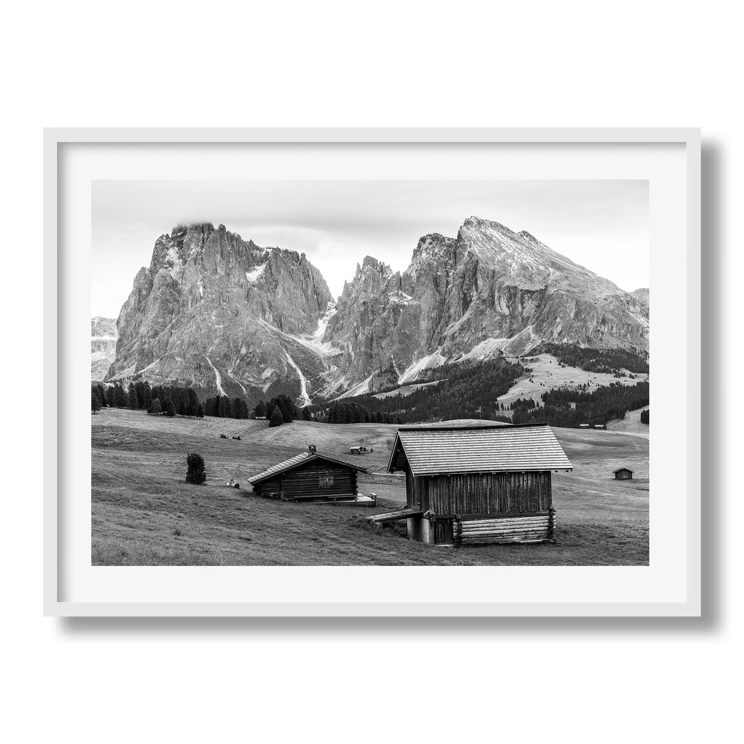Alpe di Siusi in Black and White Framed Print - Black & White by Peter Yan Studio