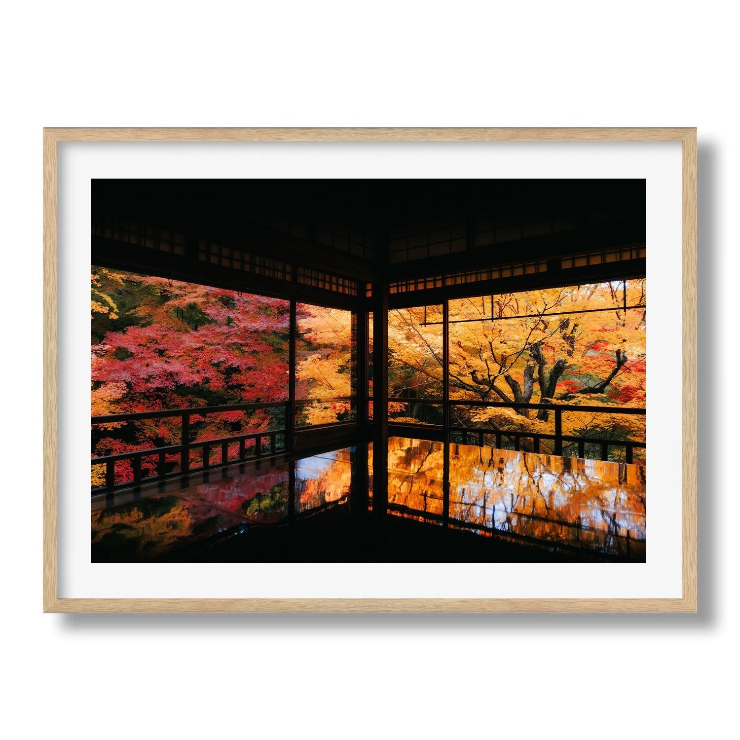 Autumn's Gold: A Japanese Garden Scene I Framed Print - Architecture by Peter Yan Studio