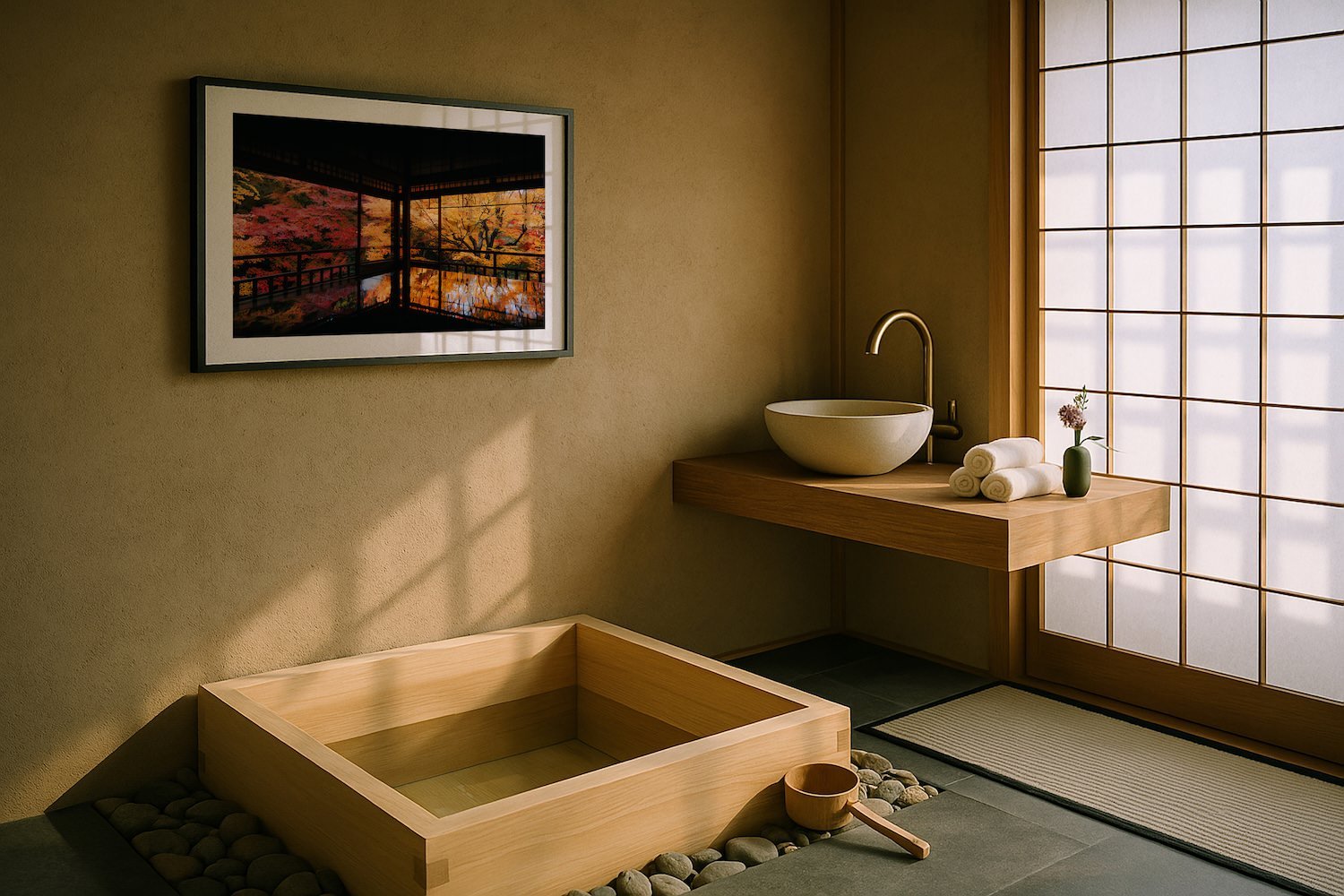 Autumn's Gold: A Japanese Garden Scene I - Peter Yan Studio Framed Photo Print Wall Art