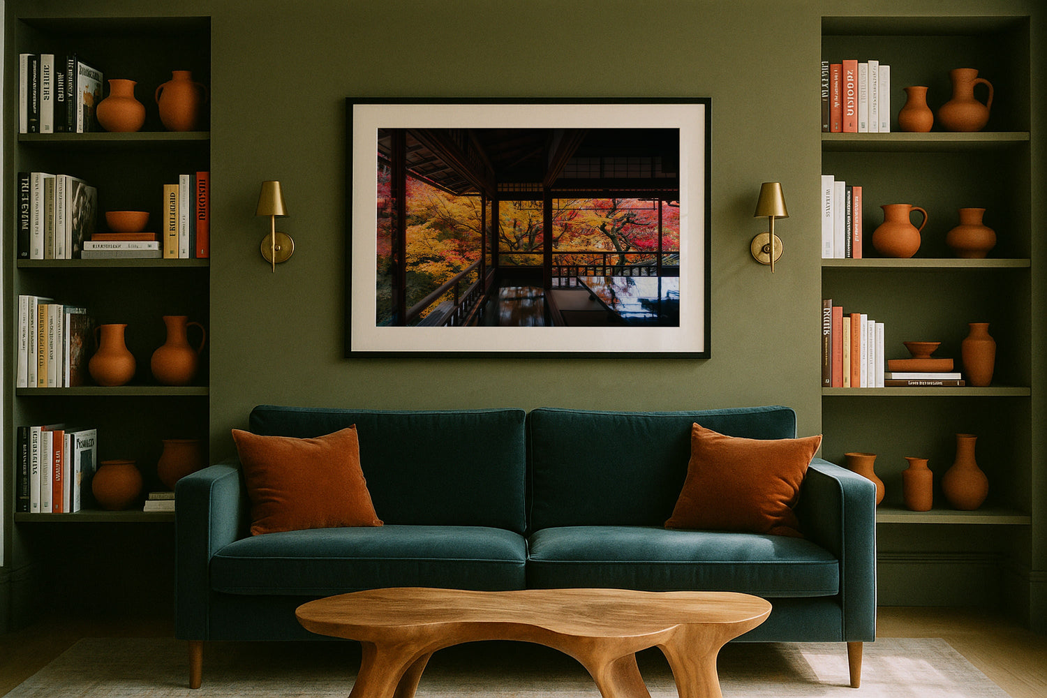 Autumn's Gold: A Japanese Garden Scene III Framed Print - Architecture by Peter Yan Studio