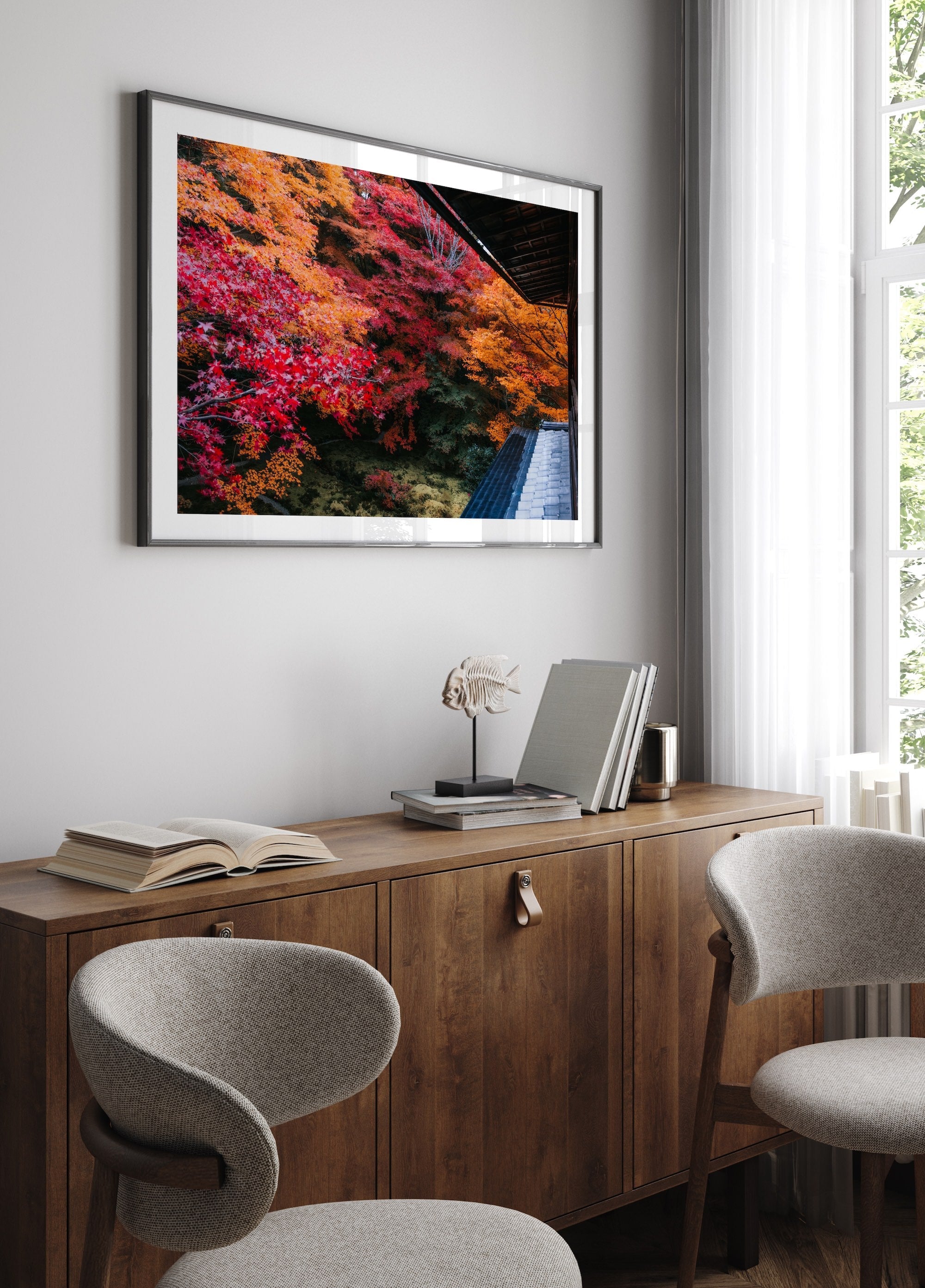 Autumn's Gold: A Japanese Garden Scene IV - Peter Yan Studio Framed Photo Print Wall Art