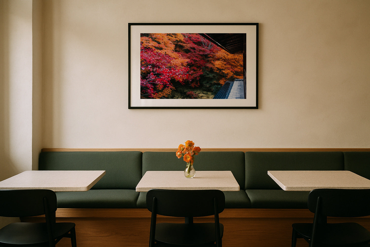 Autumn's Gold: A Japanese Garden Scene IV Framed Print - Architecture by Peter Yan Studio