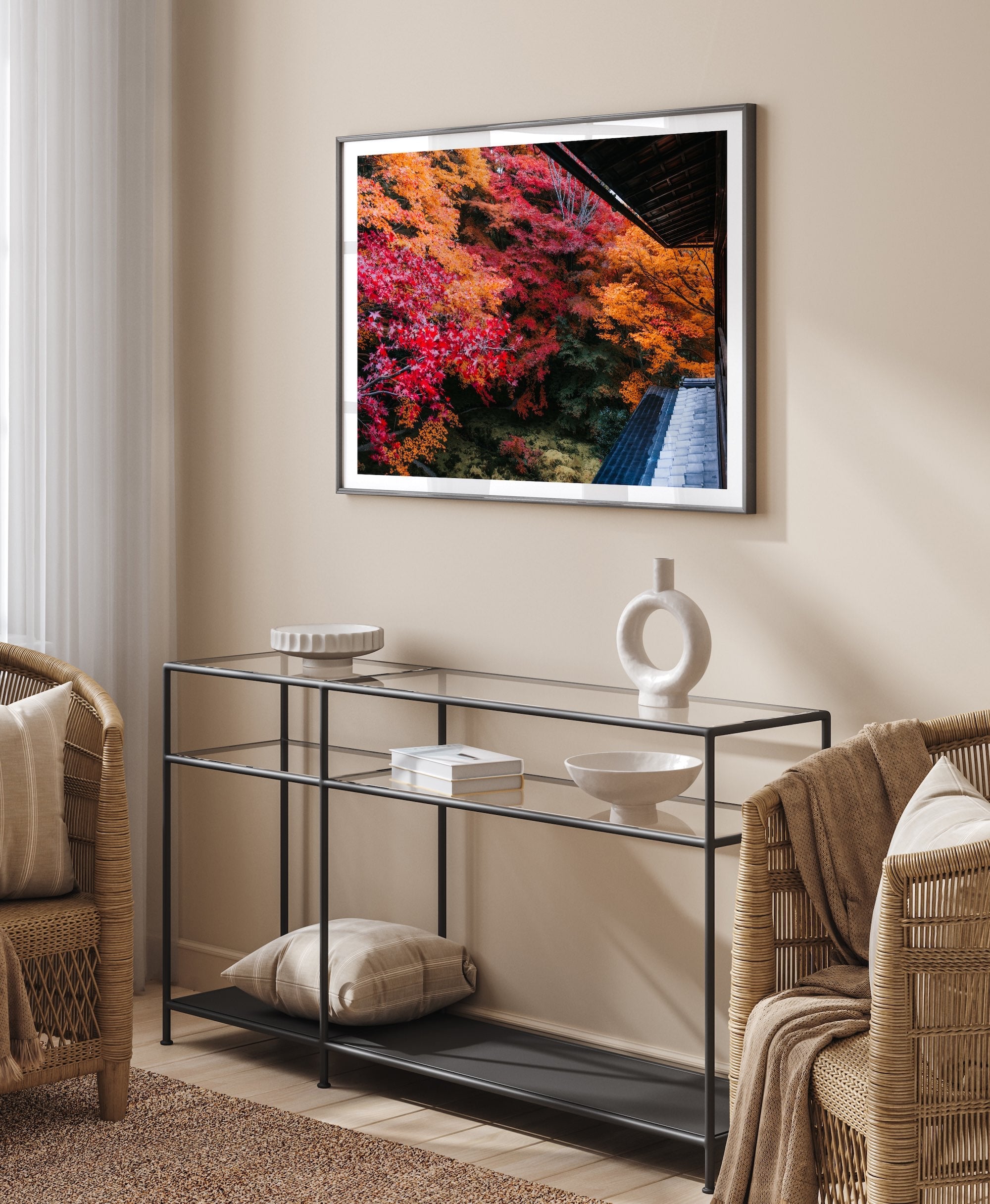 Autumn's Gold: A Japanese Garden Scene IV - Peter Yan Studio Framed Photo Print Wall Art