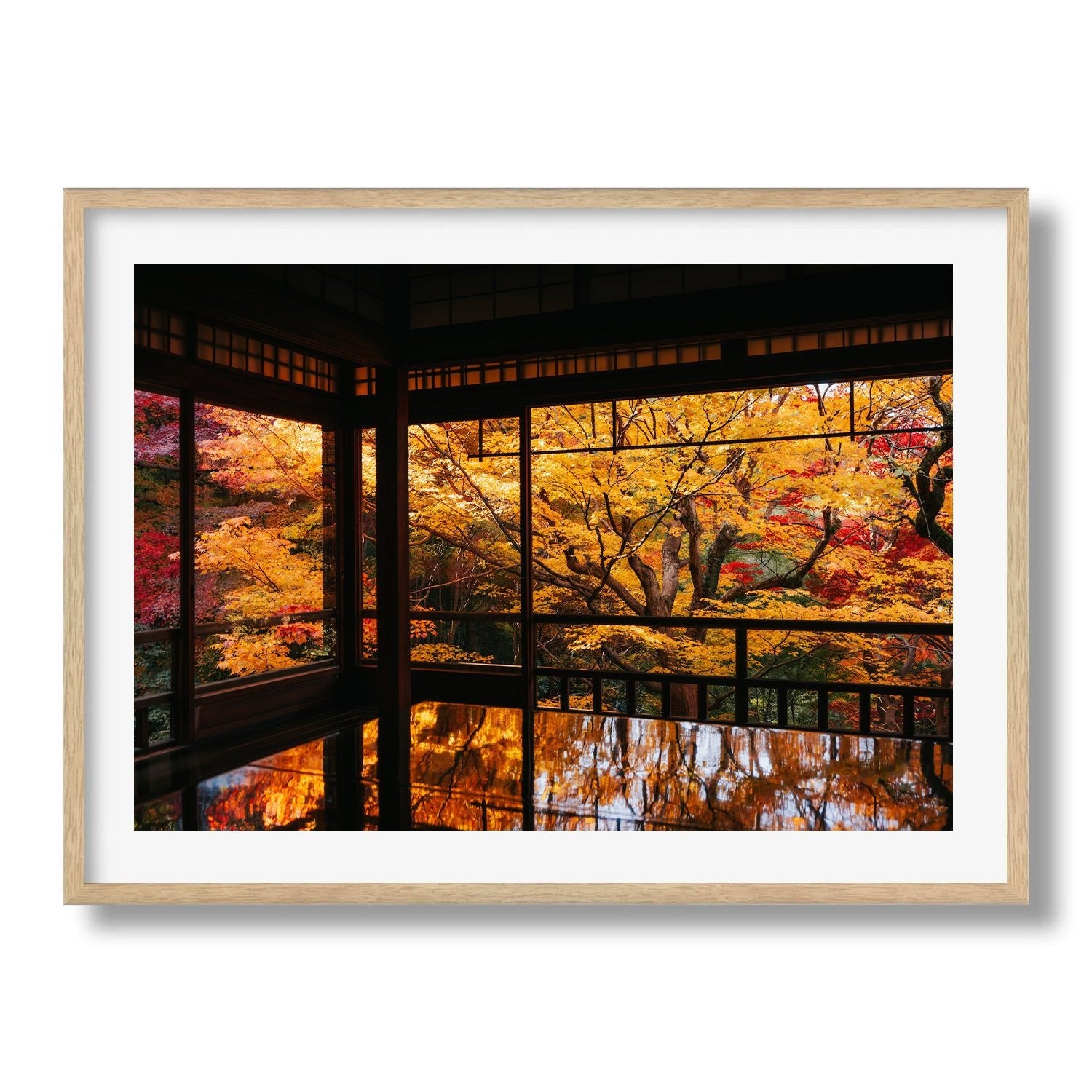 Autumn's Gold: A Japanese Garden Scene V Framed Print - Architecture by Peter Yan Studio