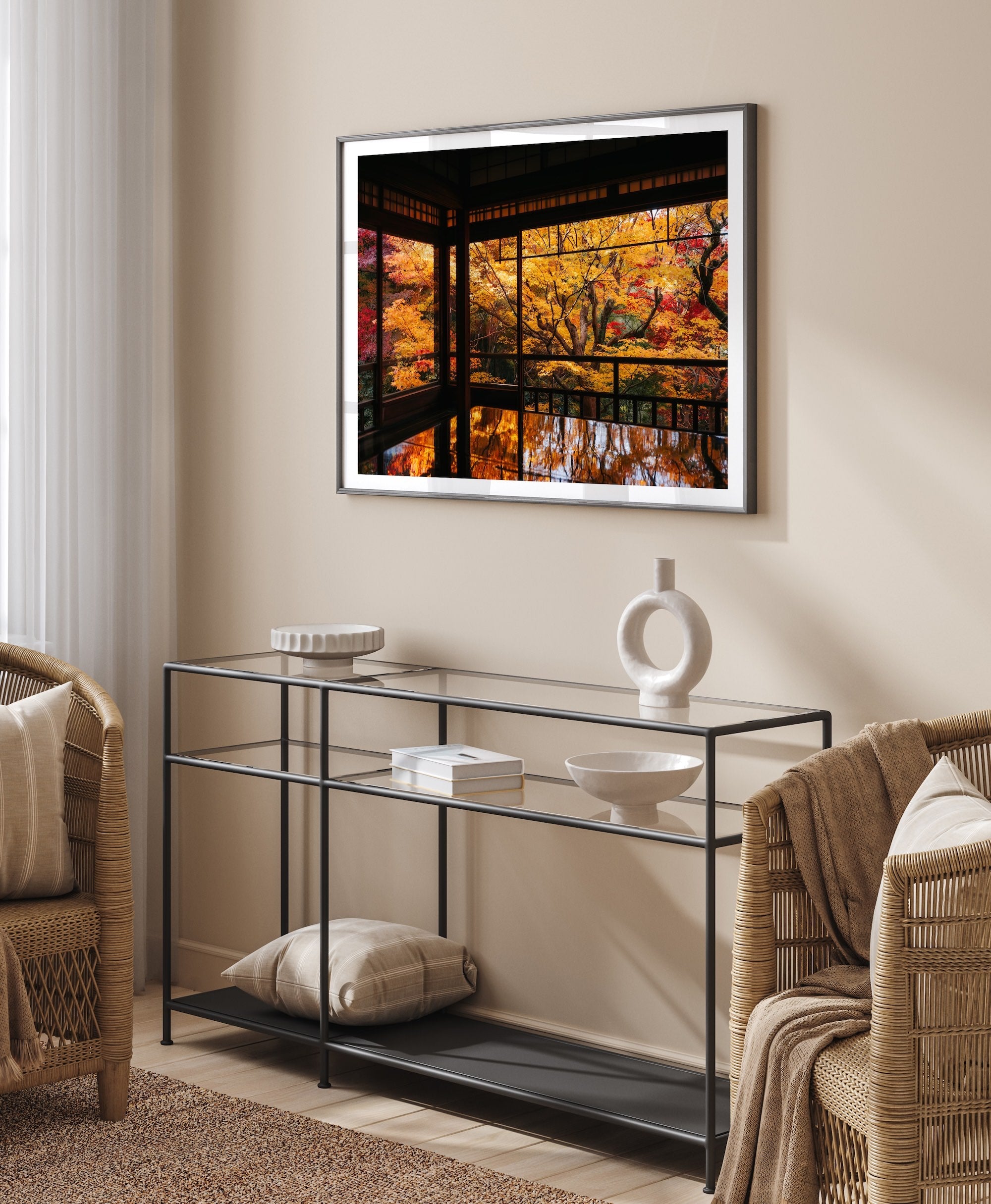 Autumn's Gold: A Japanese Garden Scene V - Peter Yan Studio Framed Photo Print Wall Art