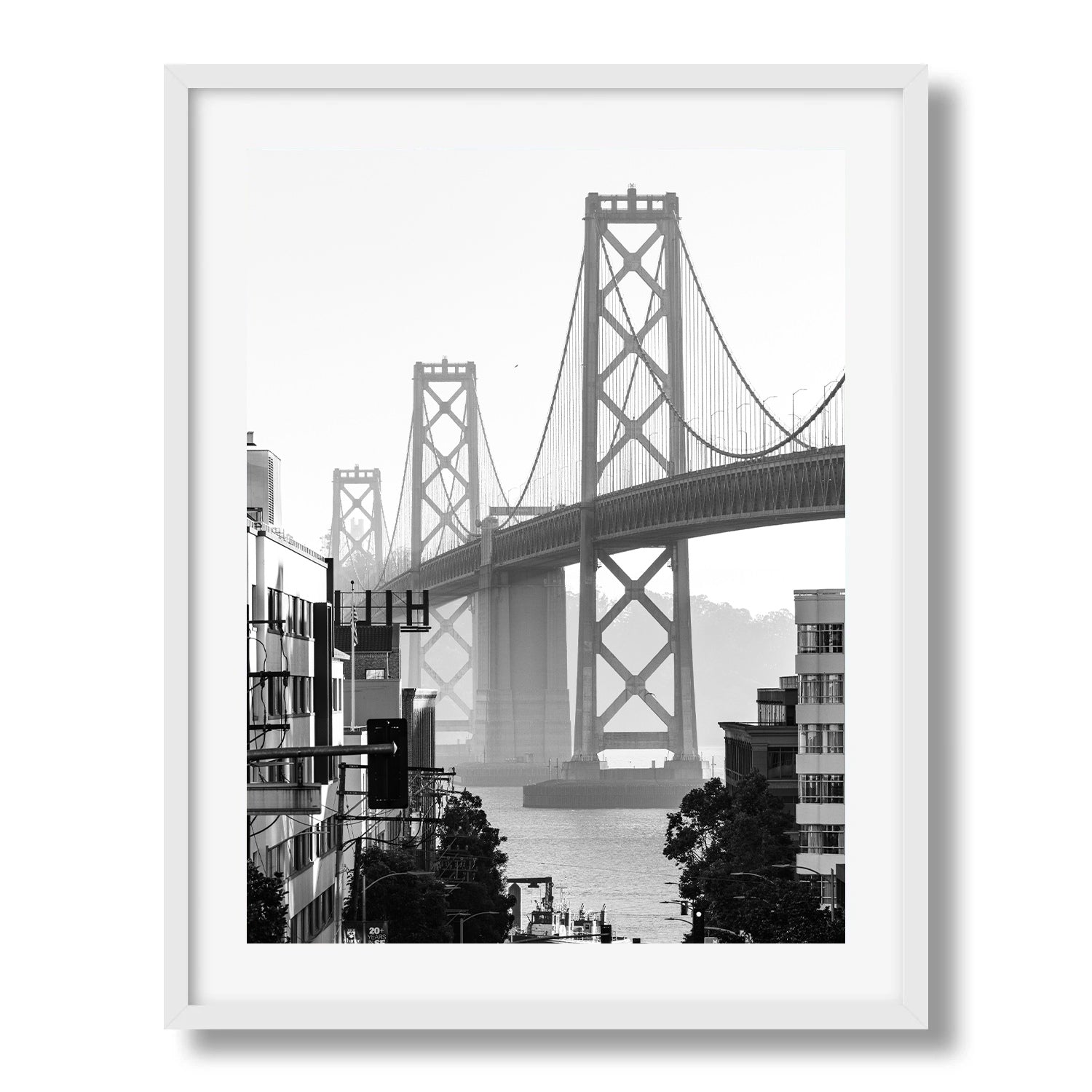 Bay Bridge in Black and White Framed Print - Architecture by Peter Yan Studio