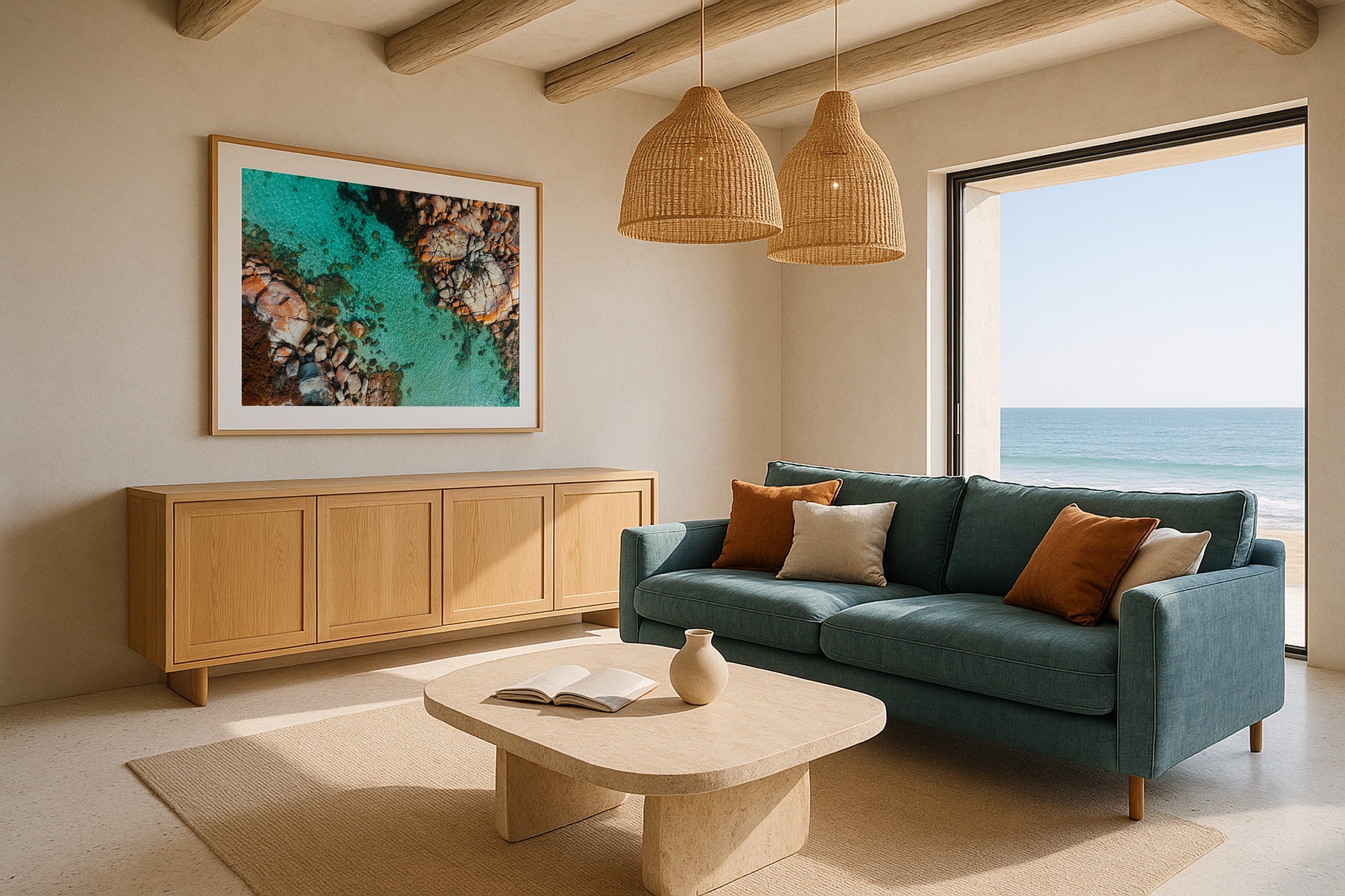 Bay Of Fires Tasmania III Framed Print - Aerial by Peter Yan Studio