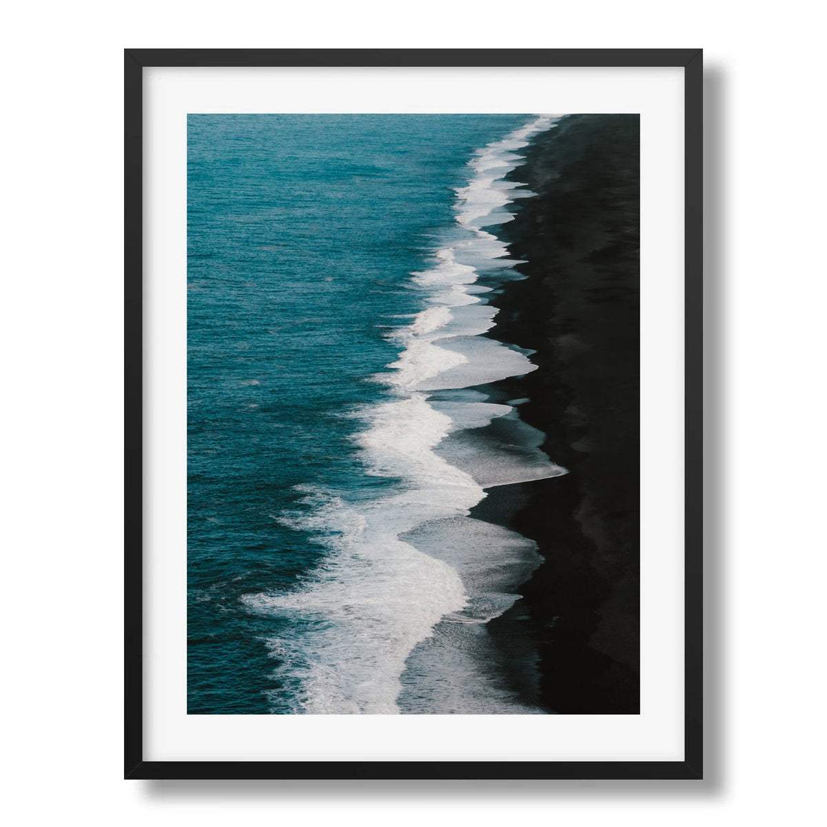 Black Sand Tides Framed Print - Aerial by Peter Yan Studio