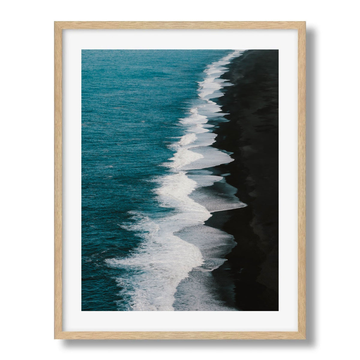 Black Sand Tides Framed Print - Aerial by Peter Yan Studio