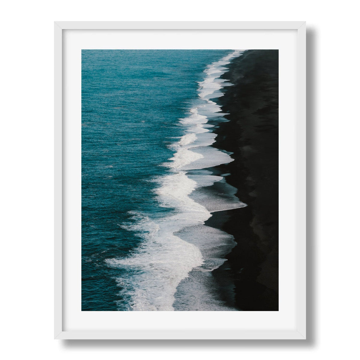 Black Sand Tides Framed Print - Aerial by Peter Yan Studio