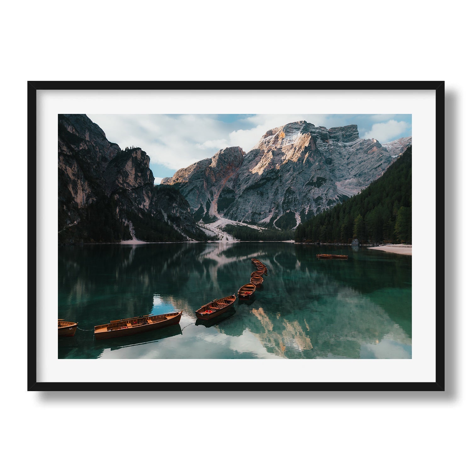 Boats on Lago di Braies Framed Print - Dolomites by Peter Yan Studio