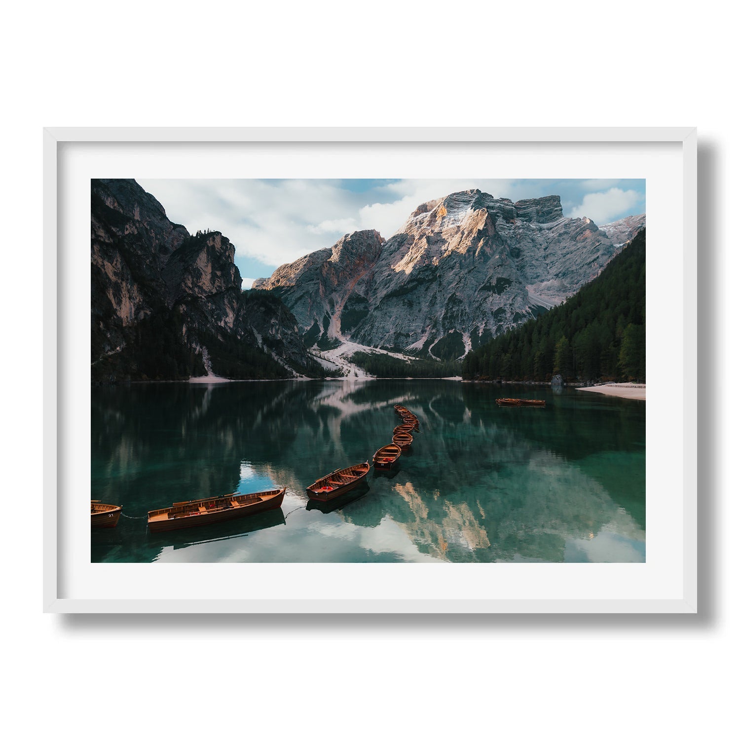 Boats on Lago di Braies Framed Print - Dolomites by Peter Yan Studio