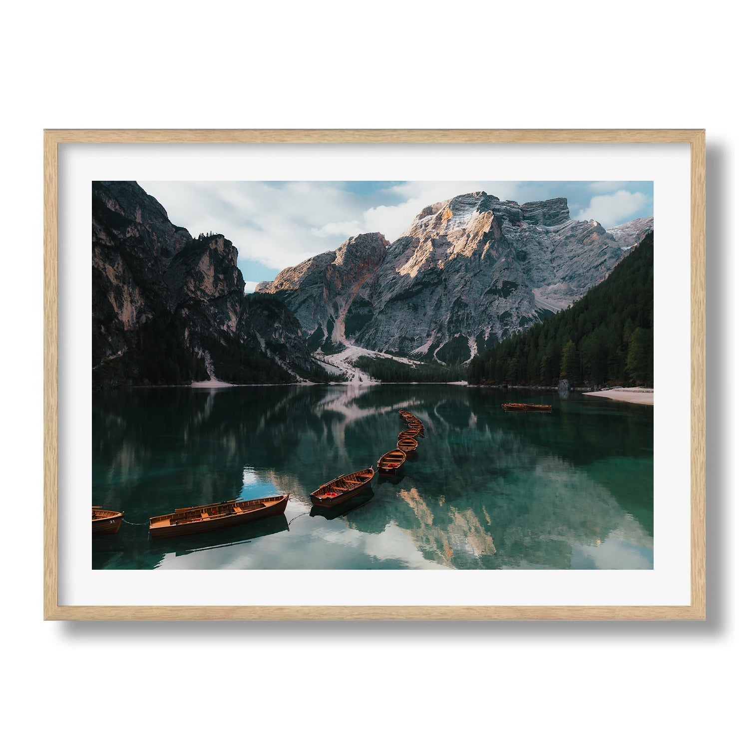 Boats on Lago di Braies Framed Print - Dolomites by Peter Yan Studio