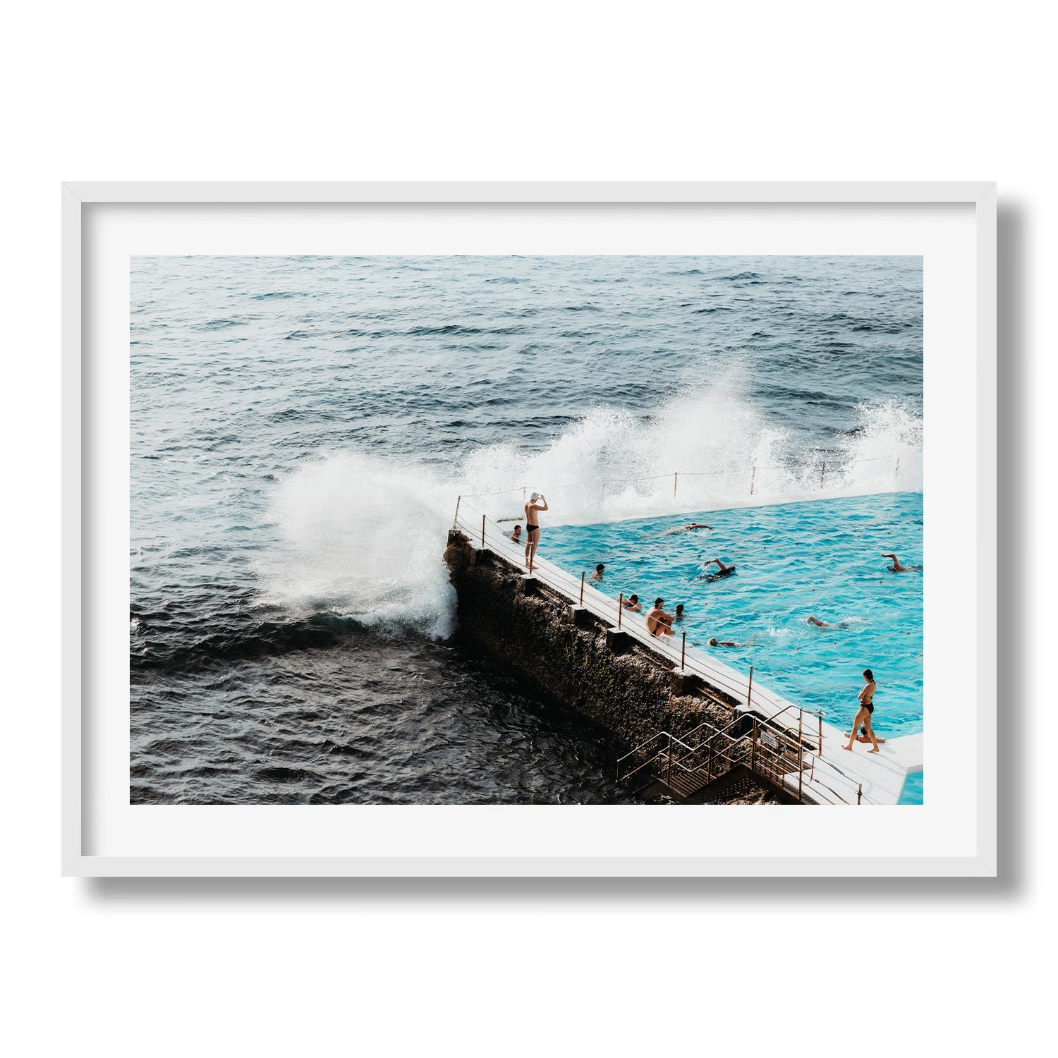 Bondi Icebergs Splash Framed Print - Aerial by Peter Yan Studio