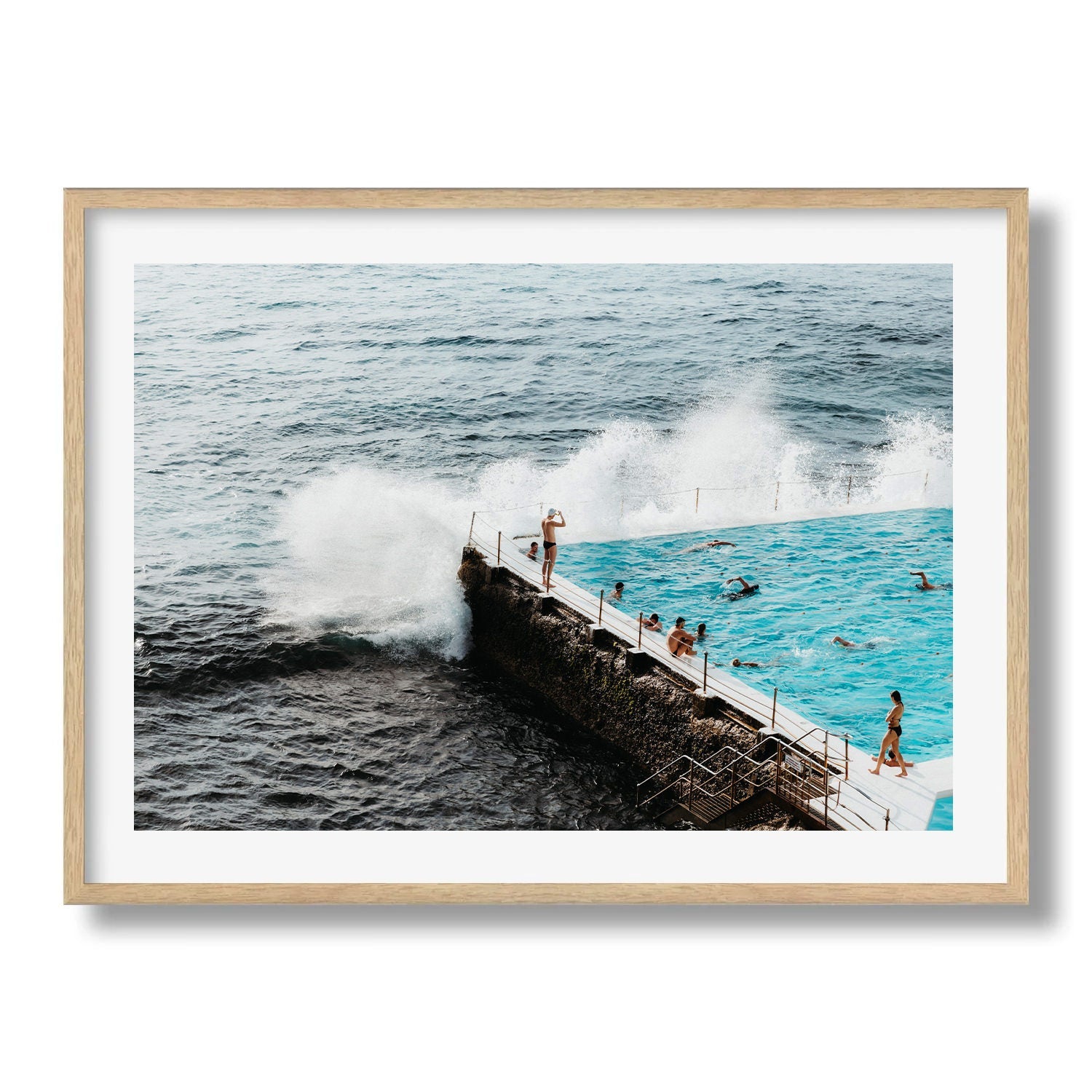 Bondi Icebergs Splash Framed Print - Aerial by Peter Yan Studio