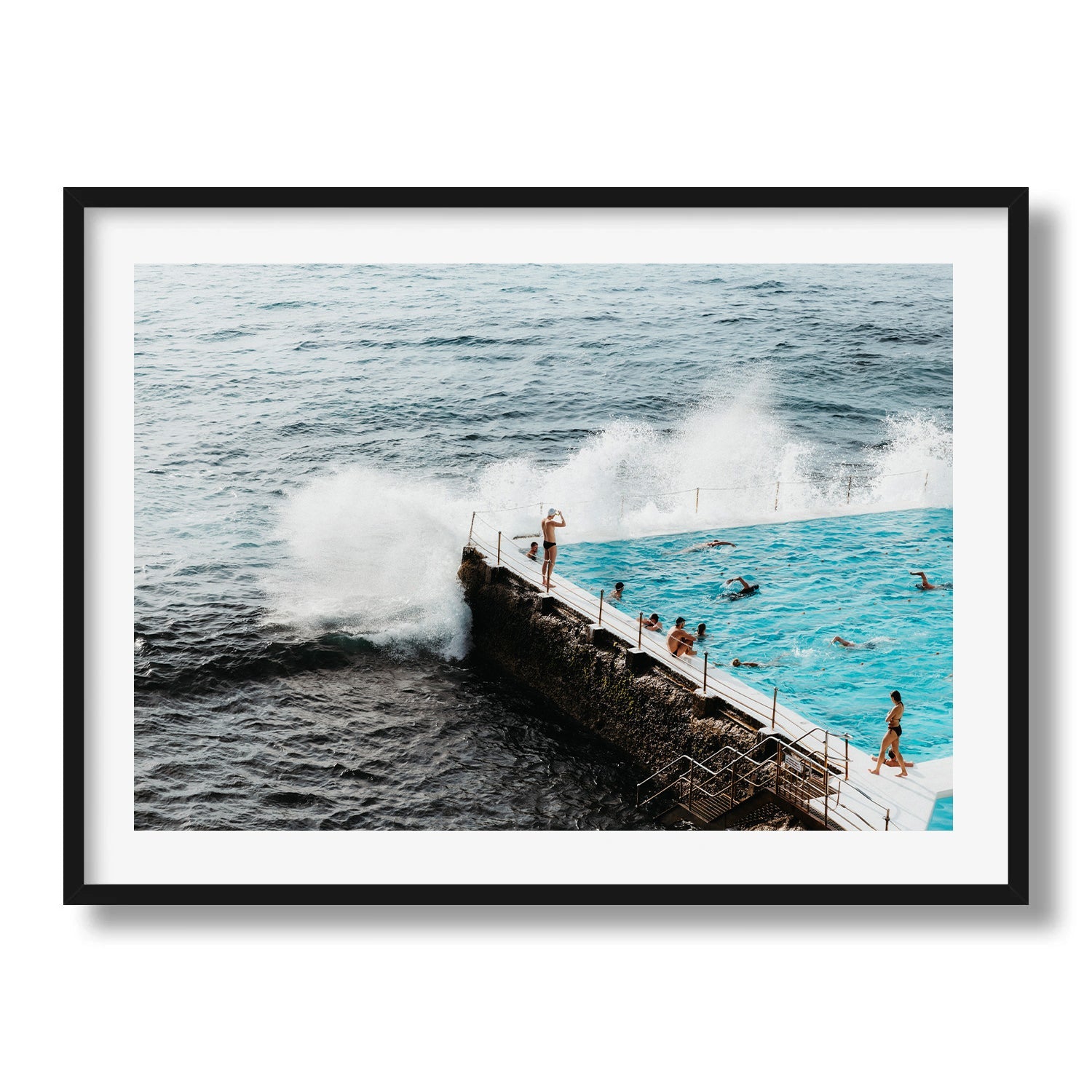 Bondi Icebergs Splash Framed Print - Aerial by Peter Yan Studio
