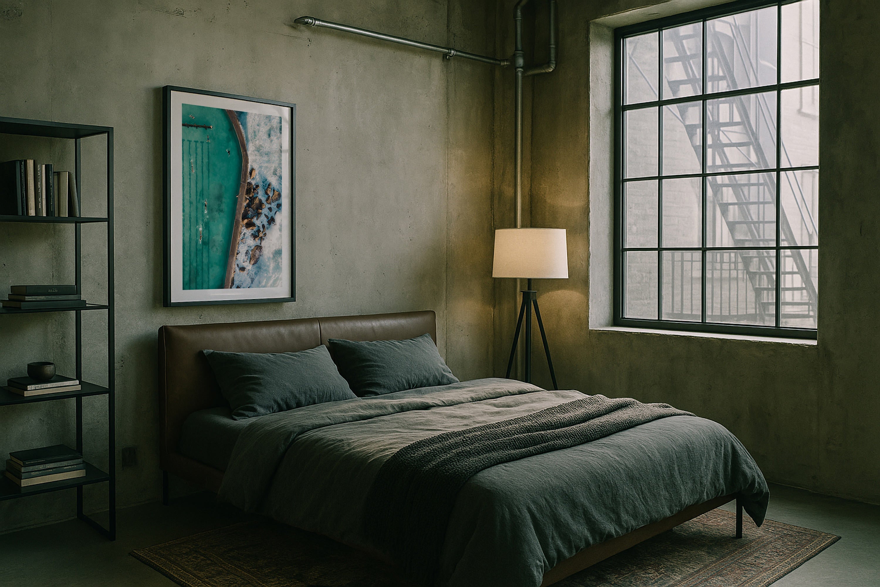 Bronte Beach Rock Pool III Framed Print - Aerial by Peter Yan Studio