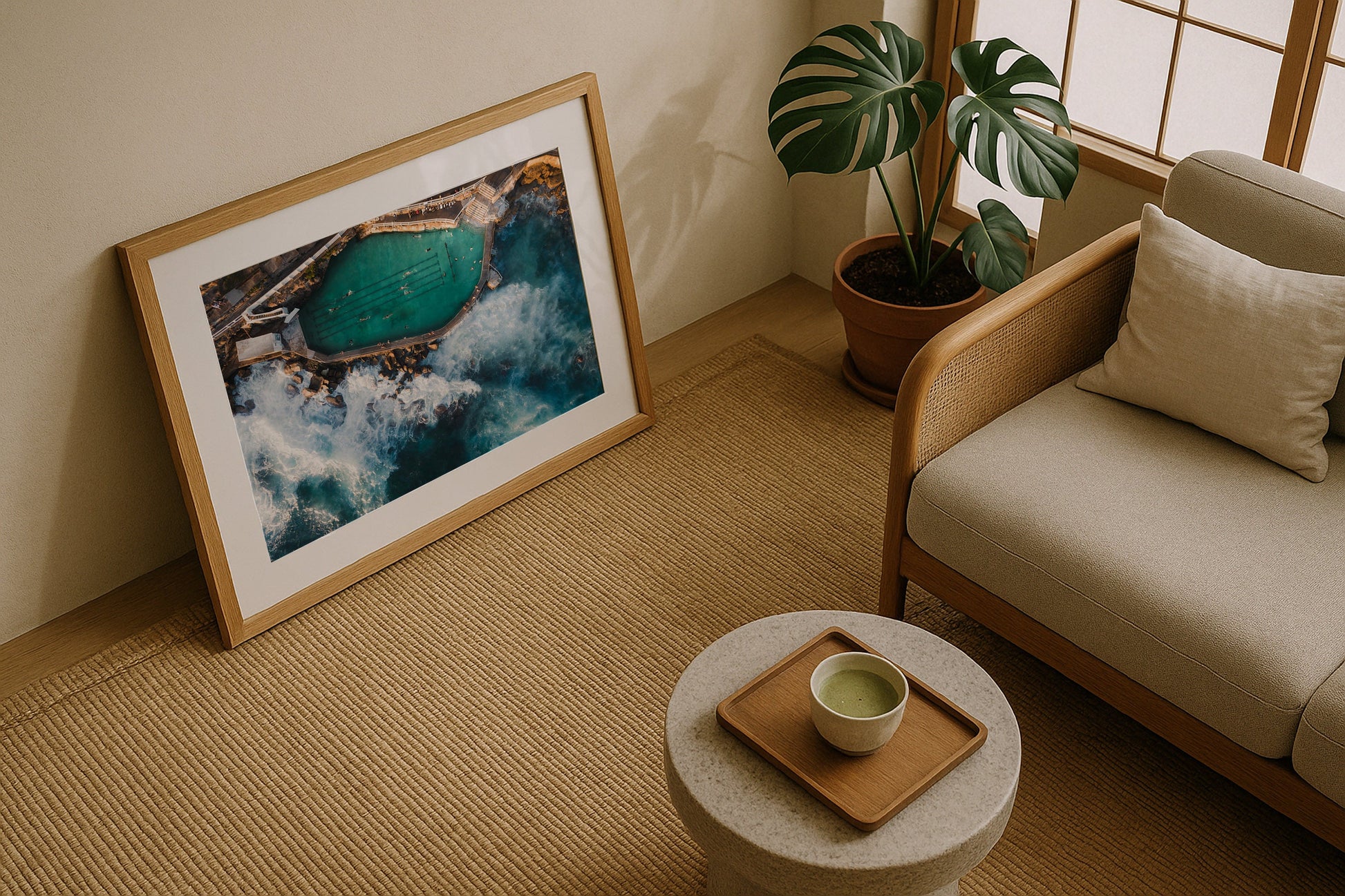 Bronte Beach Rock Pool IV Framed Print - Aerial by Peter Yan Studio