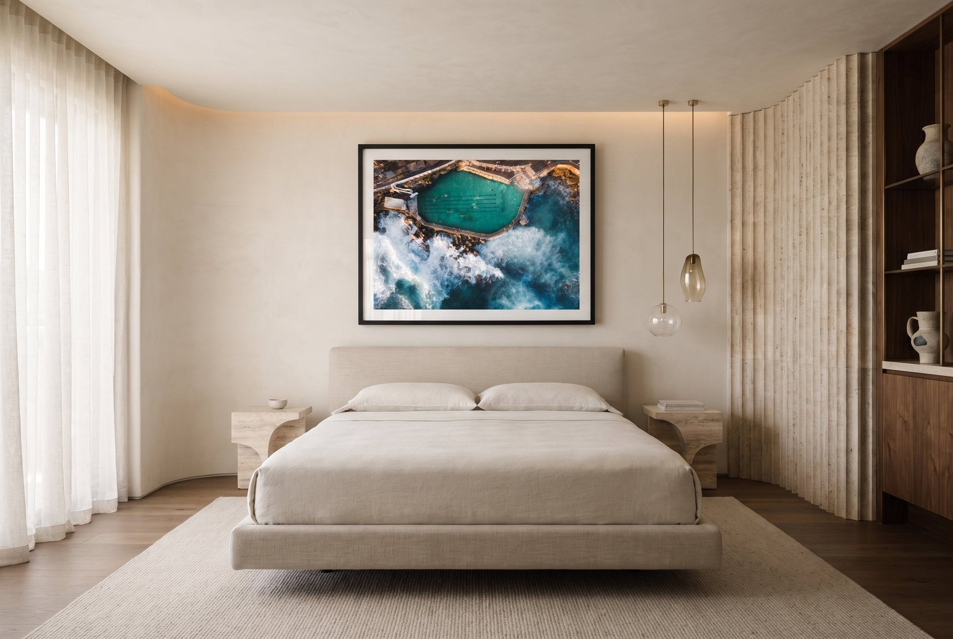 Bronte Beach Rock Pool IV Framed Print - Aerial by Peter Yan Studio