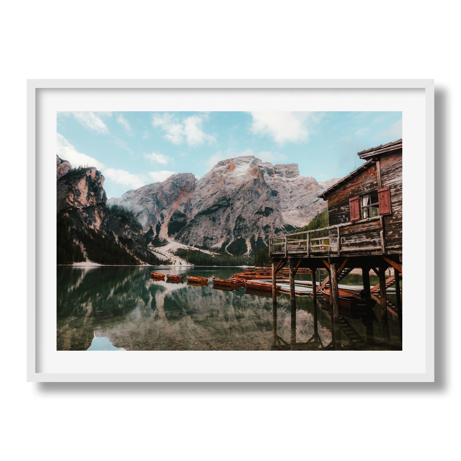 Cabin on Lago di Braies Framed Print - Dolomites by Peter Yan Studio