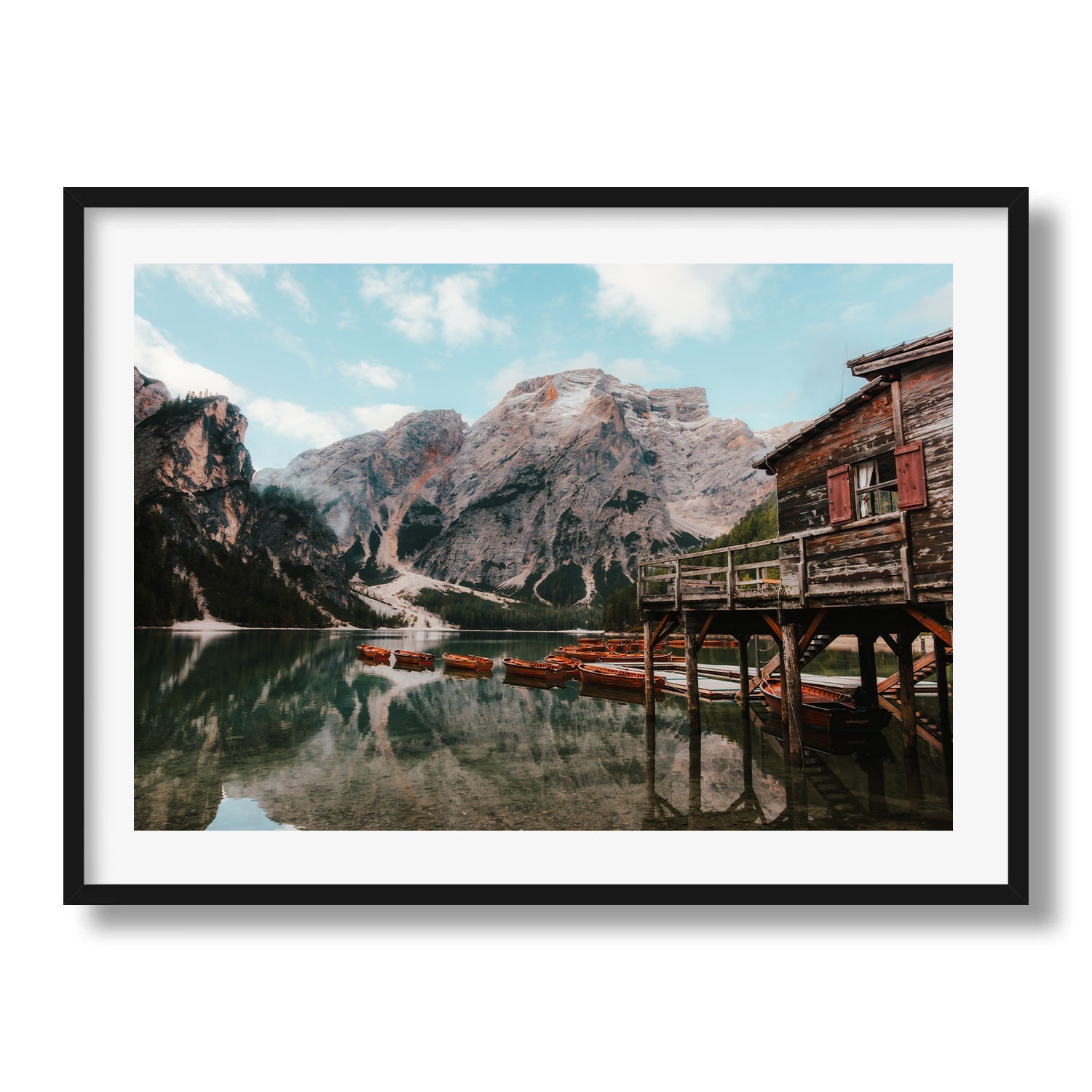 Cabin on Lago di Braies Framed Print - Dolomites by Peter Yan Studio