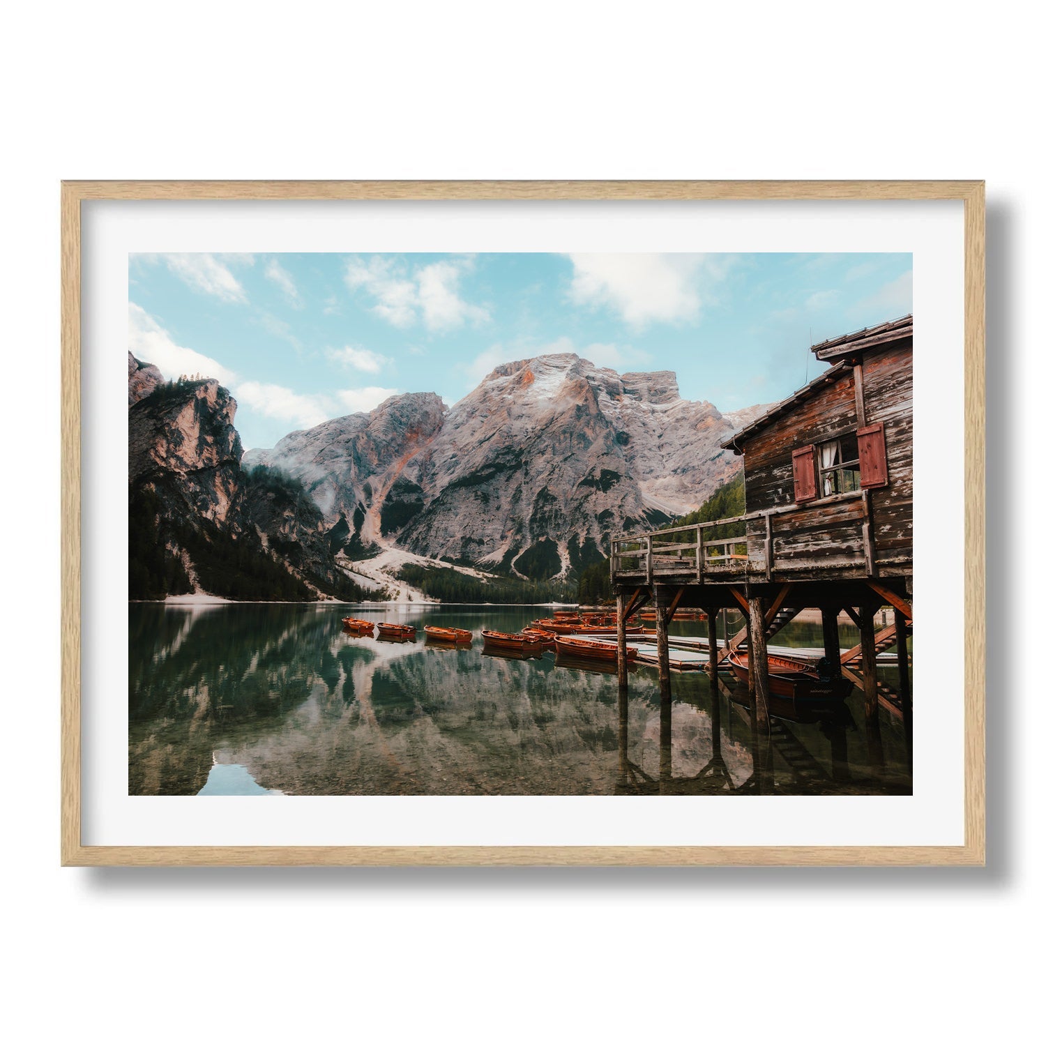 Cabin on Lago di Braies Framed Print - Dolomites by Peter Yan Studio