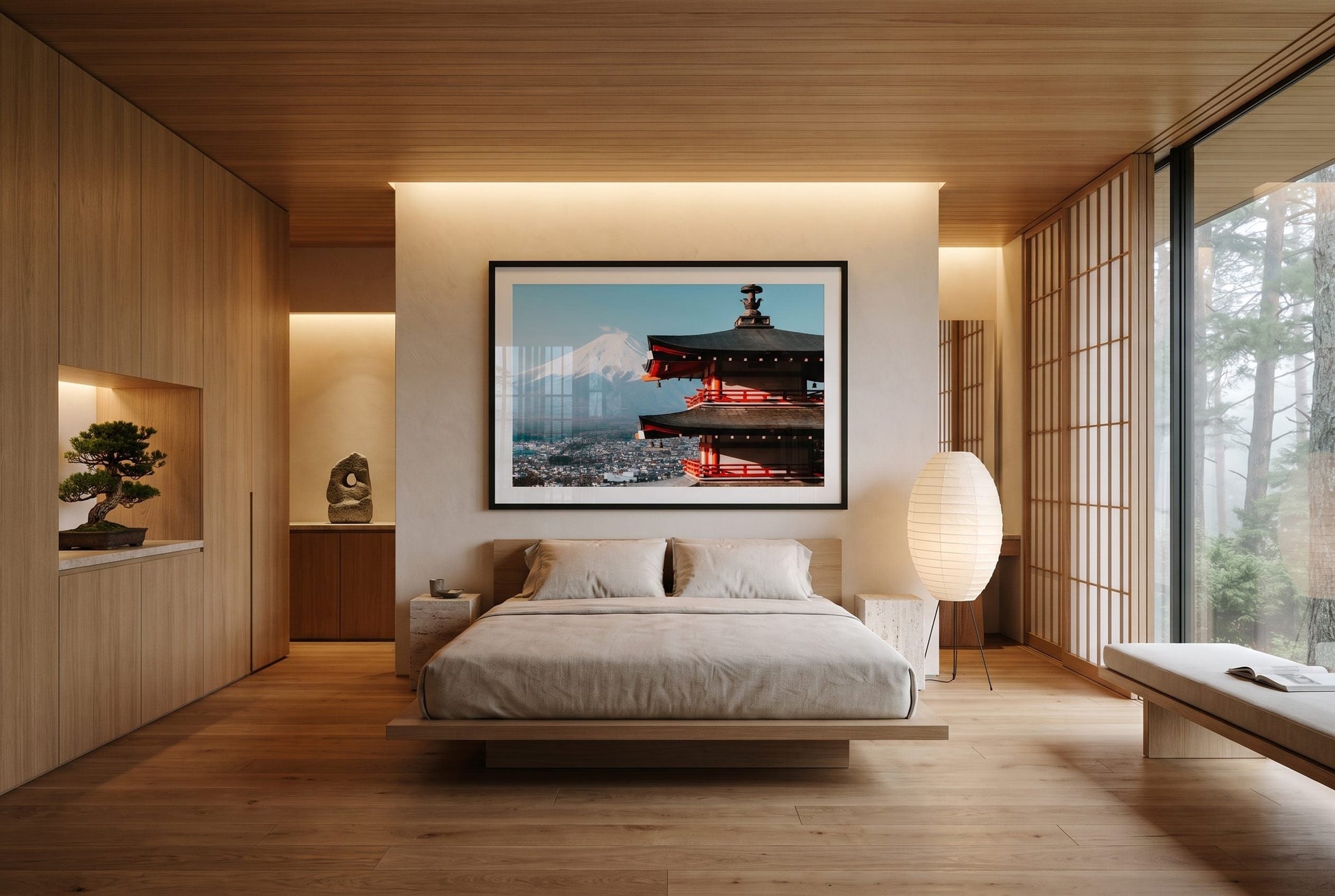 Chureito Pagoda Mt Fuji Sunrise Framed Print - Architecture by Peter Yan Studio