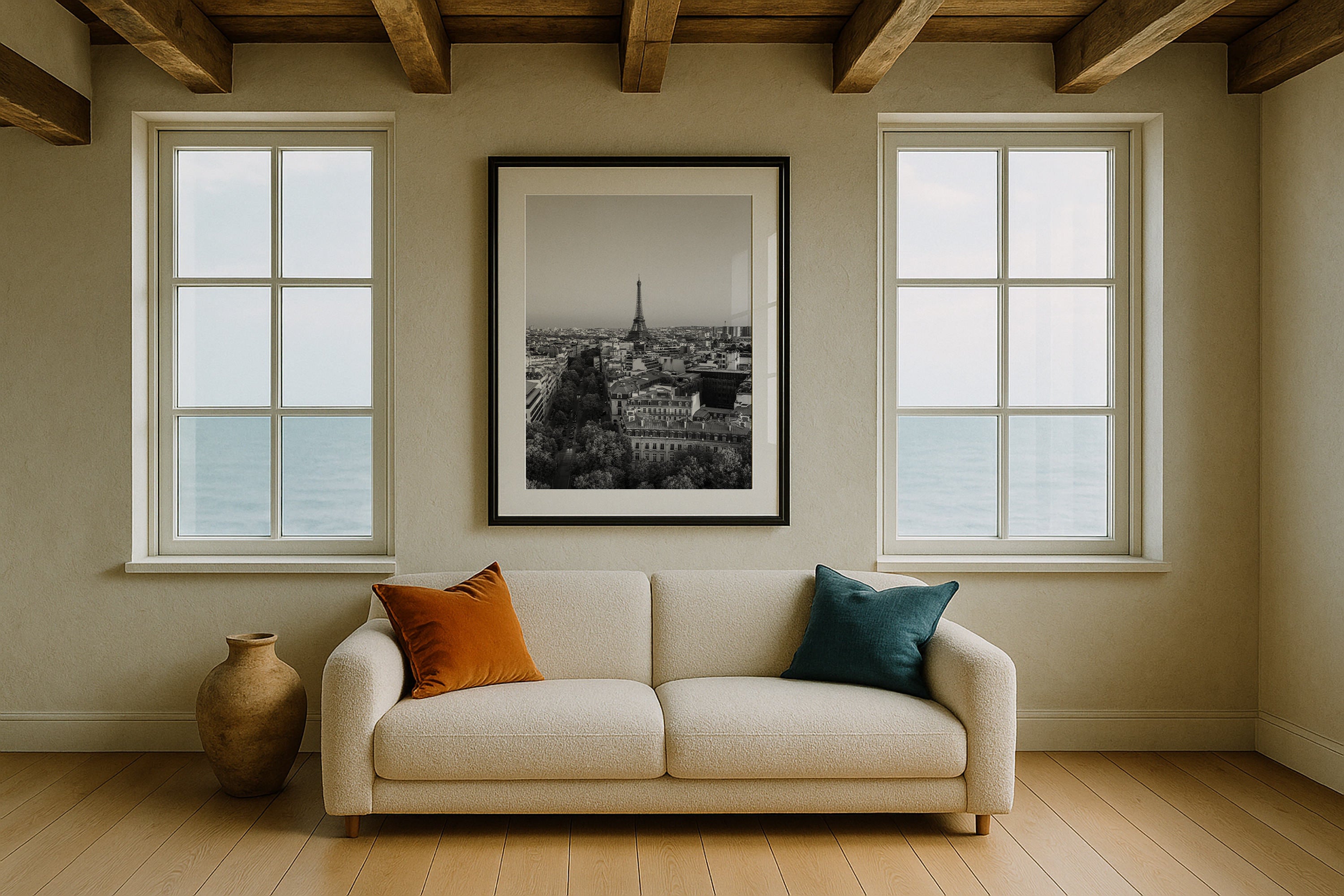 City of Love - Paris in Black & White Framed Print - Aerial by Peter Yan Studio