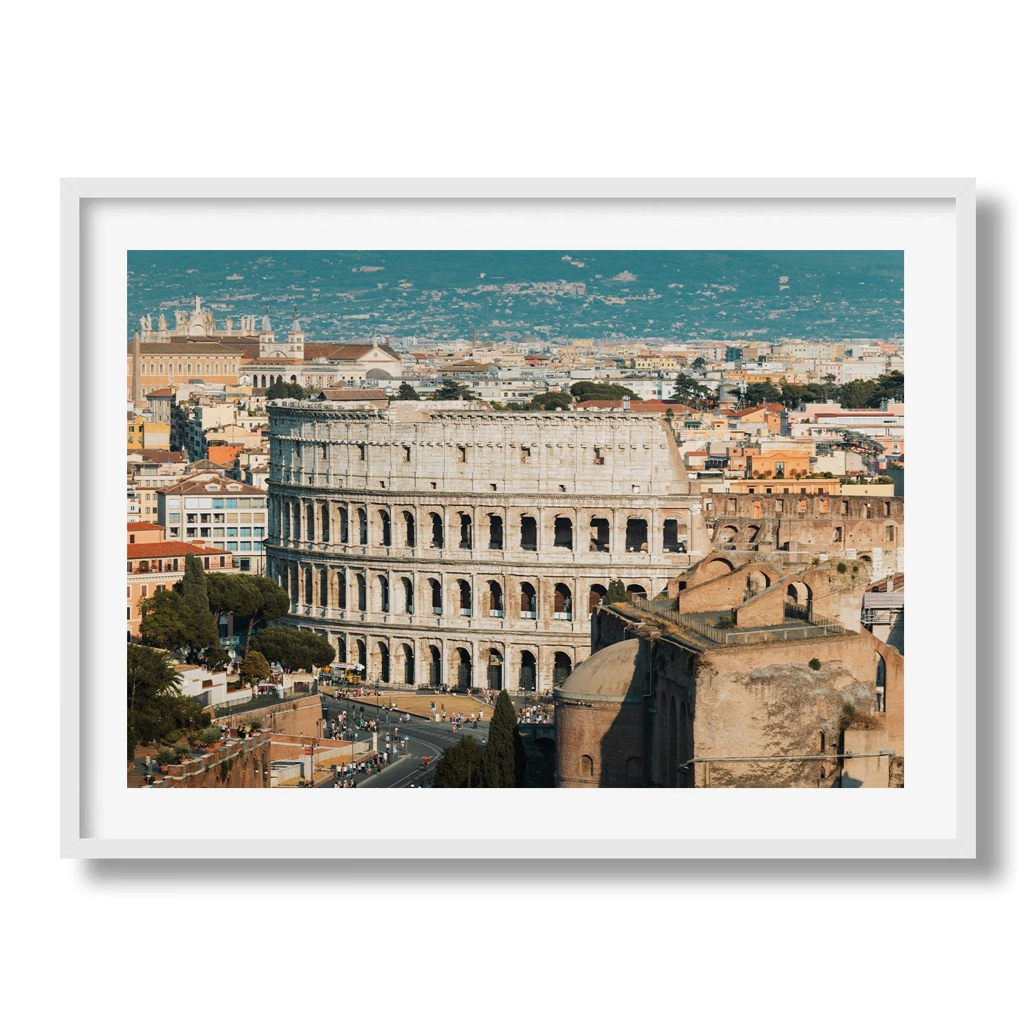 Colosseum Above Ancient Rome Framed Print - Aerial by Peter Yan Studio