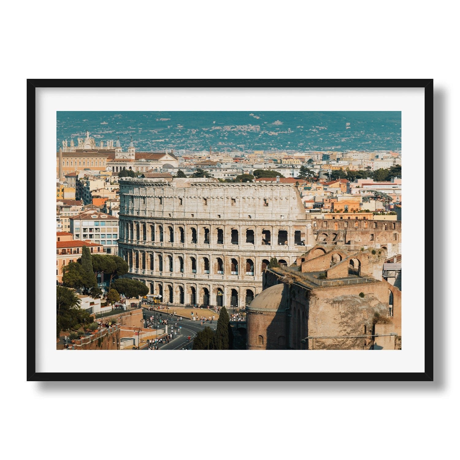 Colosseum Above Ancient Rome Framed Print - Aerial by Peter Yan Studio