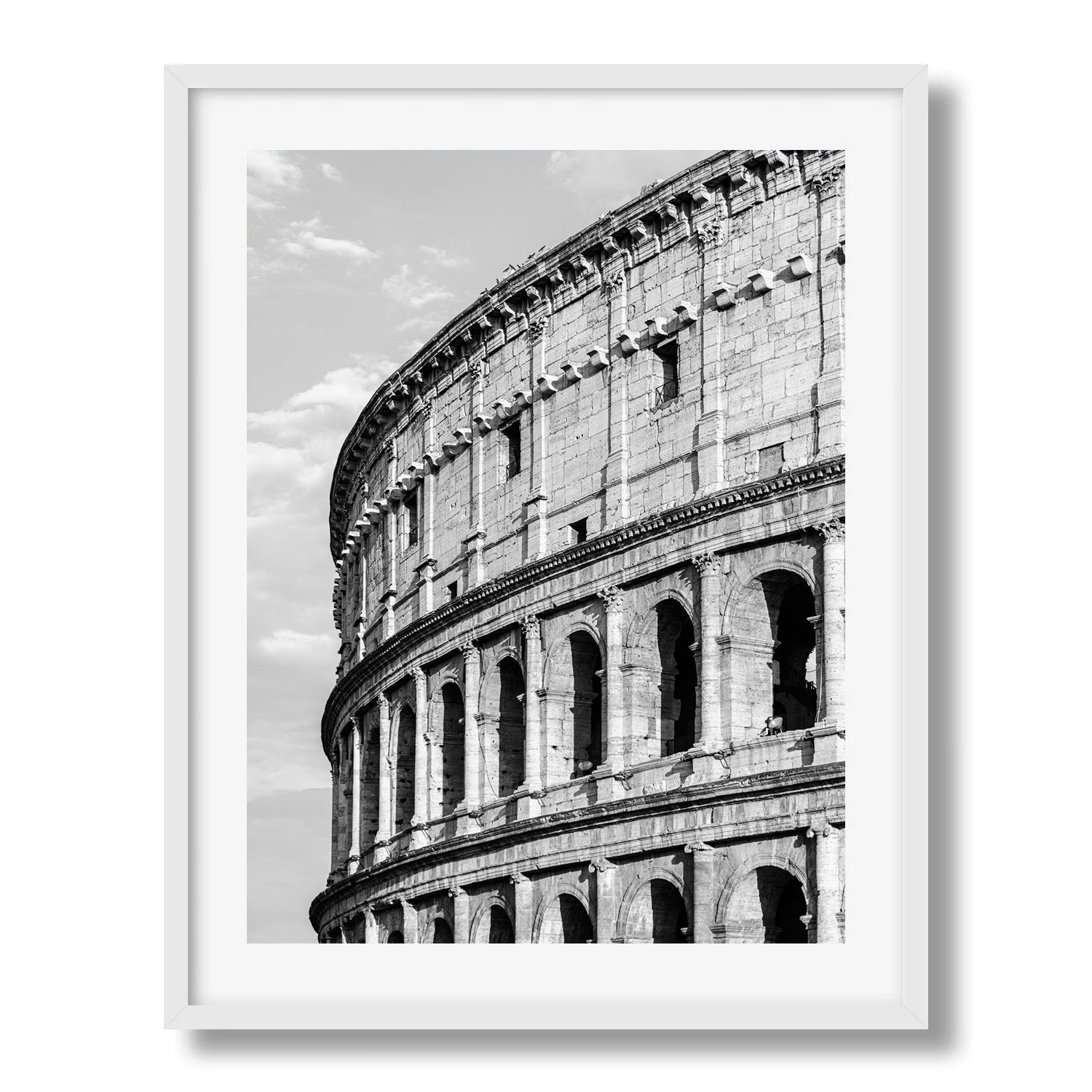 Colosseum Facade in Black and White II Framed Print - Architecture by Peter Yan Studio