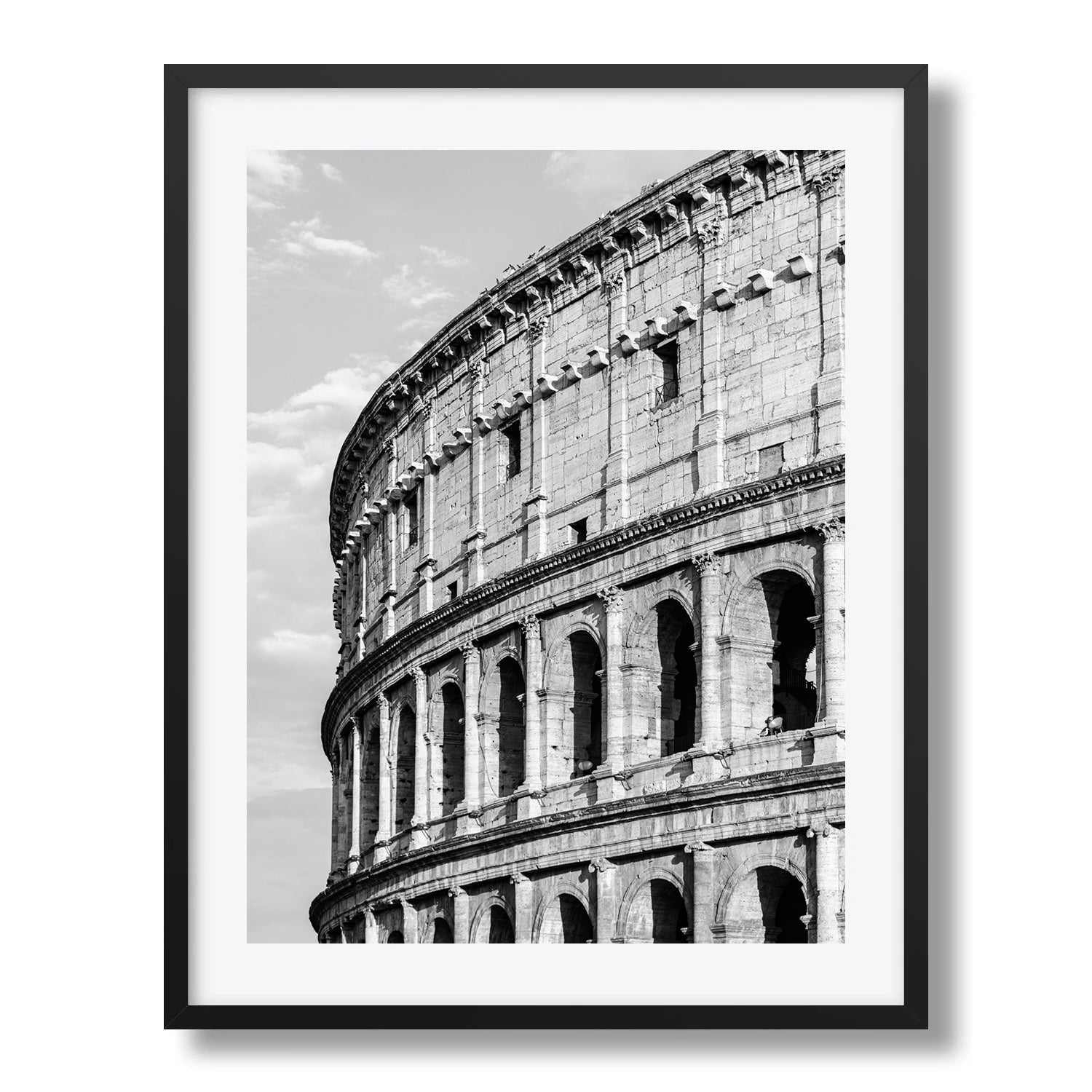 Colosseum Facade in Black and White II Framed Print - Architecture by Peter Yan Studio