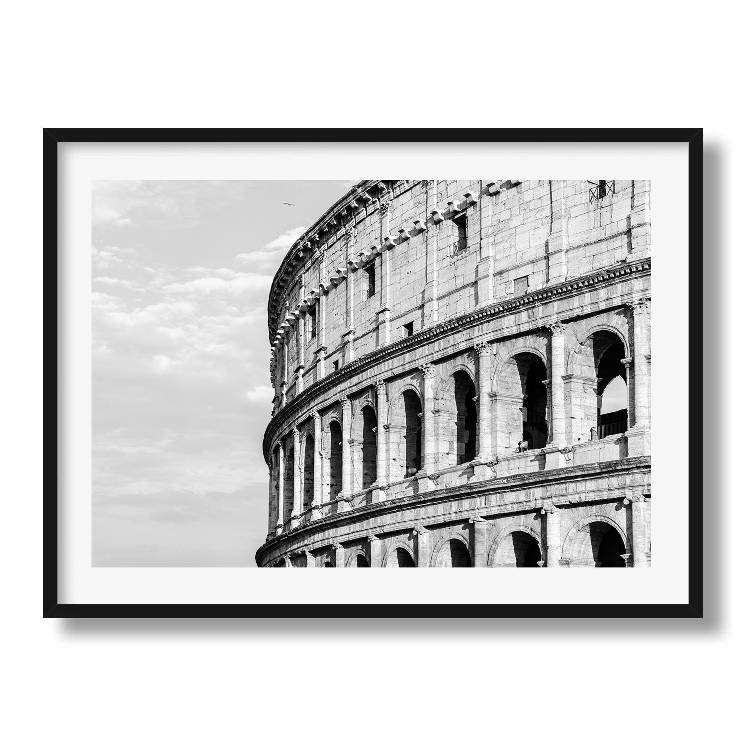 Colosseum Facade in Black and White Framed Print - Architecture by Peter Yan Studio