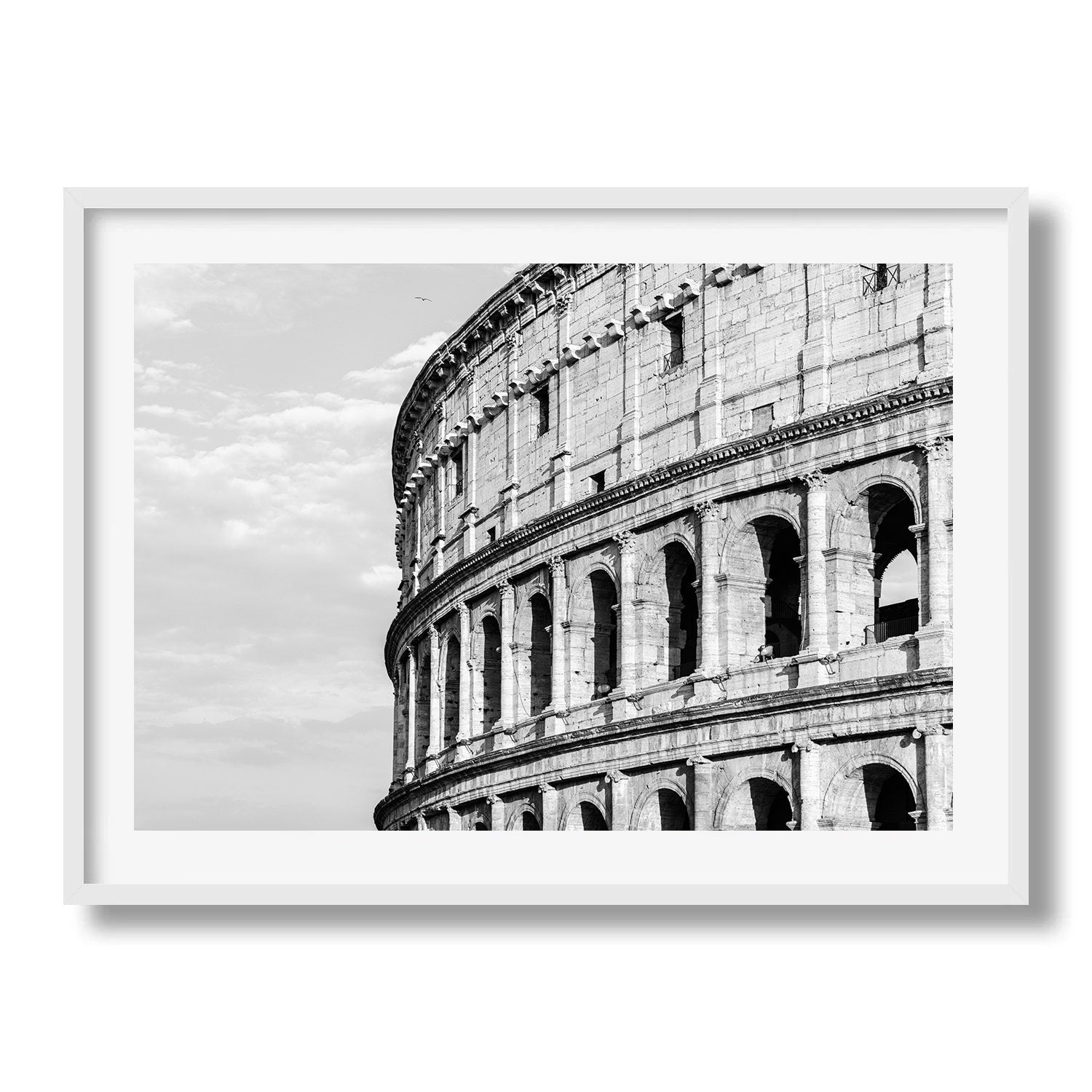 Colosseum Facade in Black and White Framed Print - Architecture by Peter Yan Studio