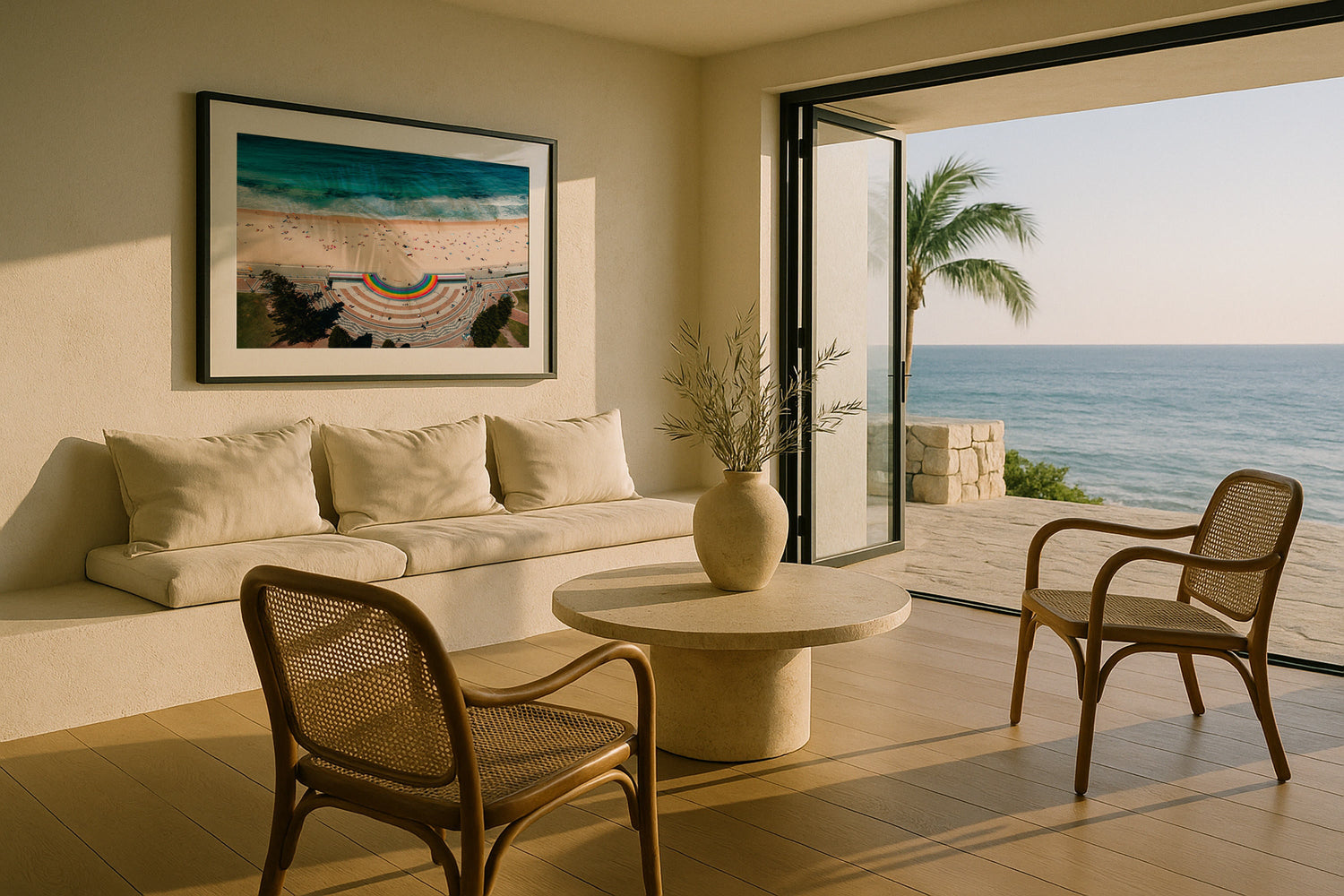 Coogee Beach Summer Day II Framed Print - Aerial by Peter Yan Studio