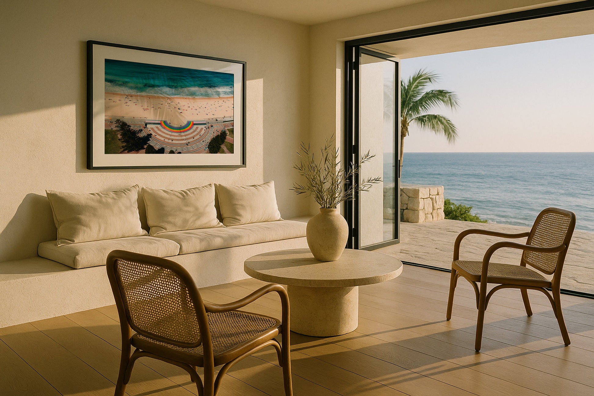 Coogee Beach Summer Day II Framed Print - Aerial by Peter Yan Studio