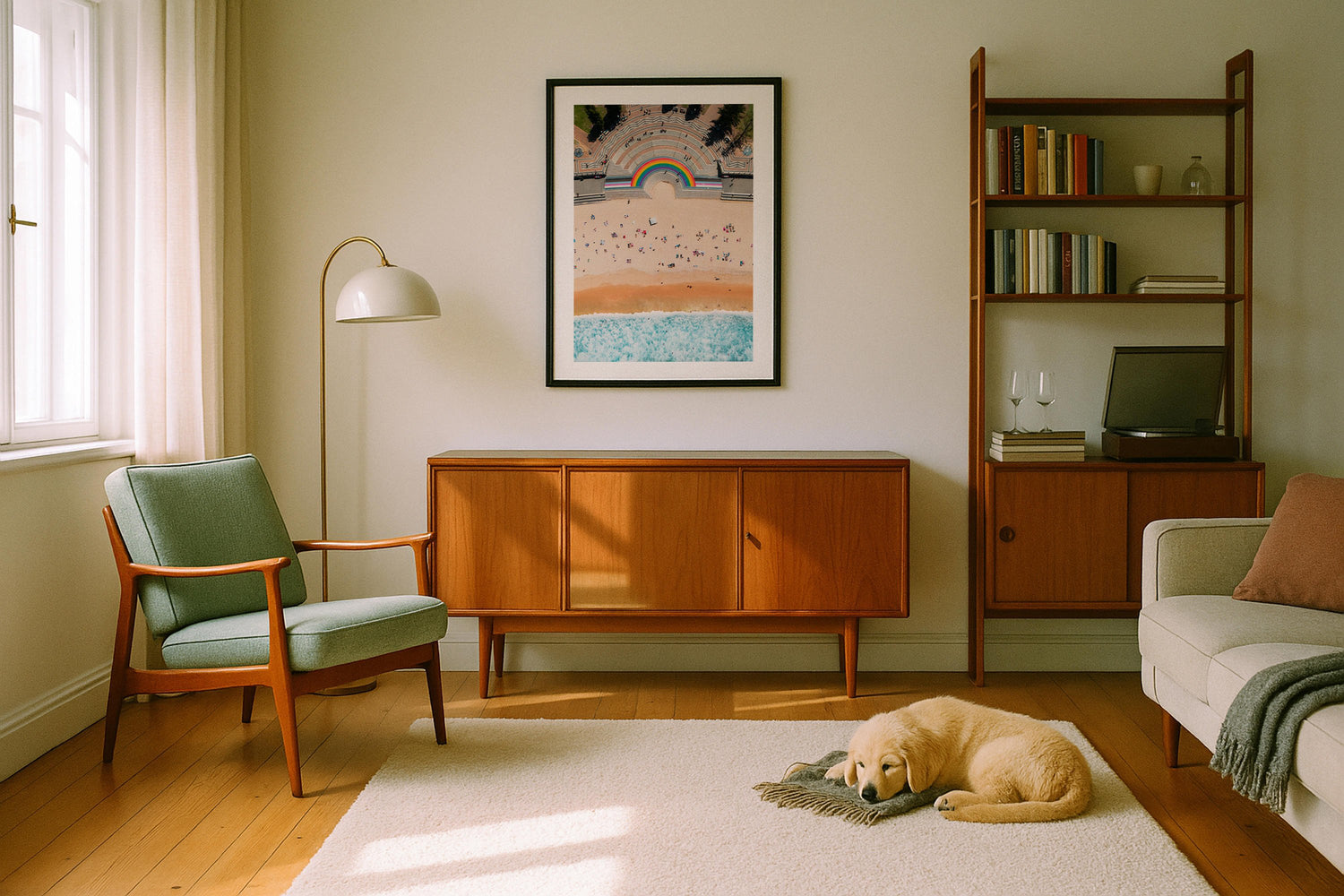 Coogee Beach Summer Day Framed Print - Aerial by Peter Yan Studio
