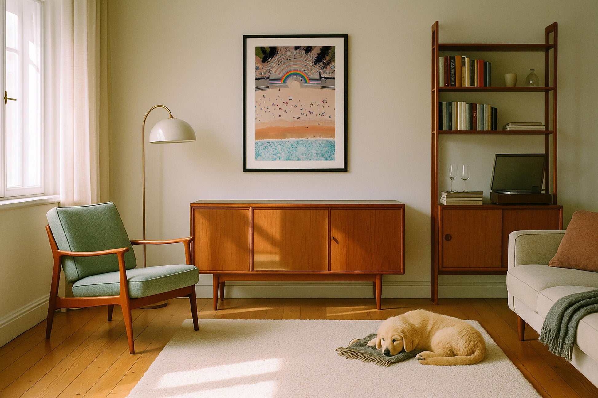 Coogee Beach Summer Day Framed Print - Aerial by Peter Yan Studio