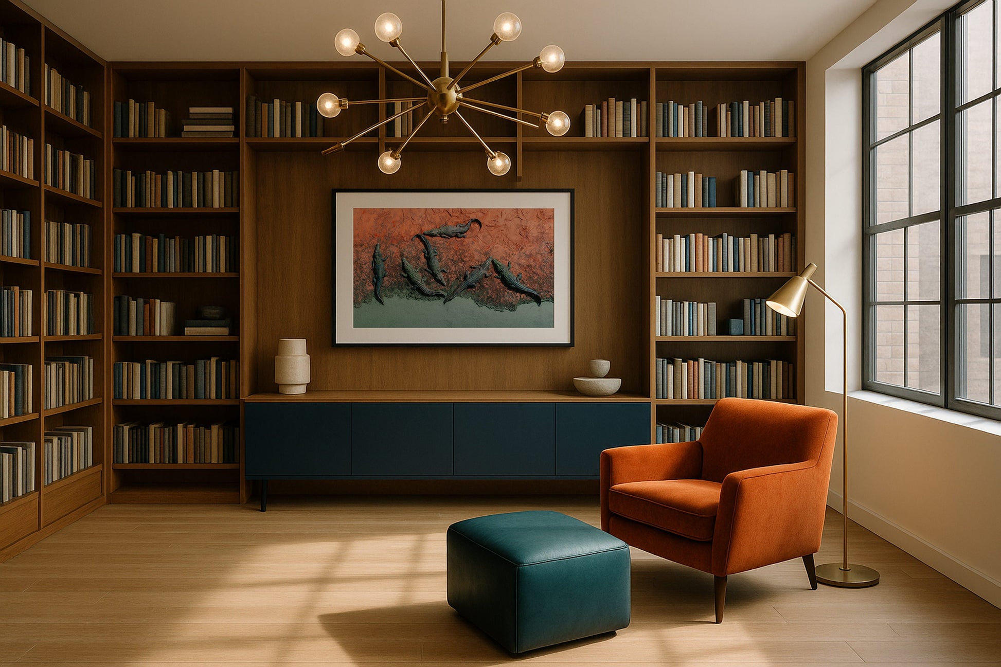 Crocodiles of Broome: Red Earth Framed Print - Aerial by Peter Yan Studio