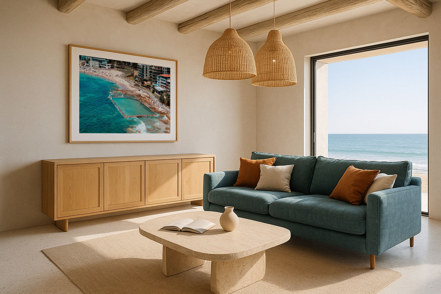 Cronulla Beach Rock Pool II Framed Print - Aerial by Peter Yan Studio